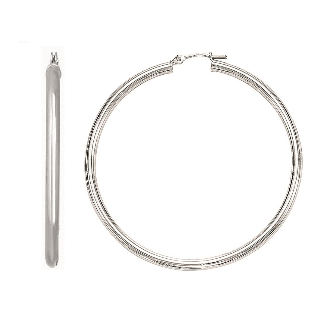 Ritastephens 10k White Gold Tubular Hoop Earrings - 2mm Thin Sleek Design for Women | Perfect for Everyday Wear, Parties & Special Occasions