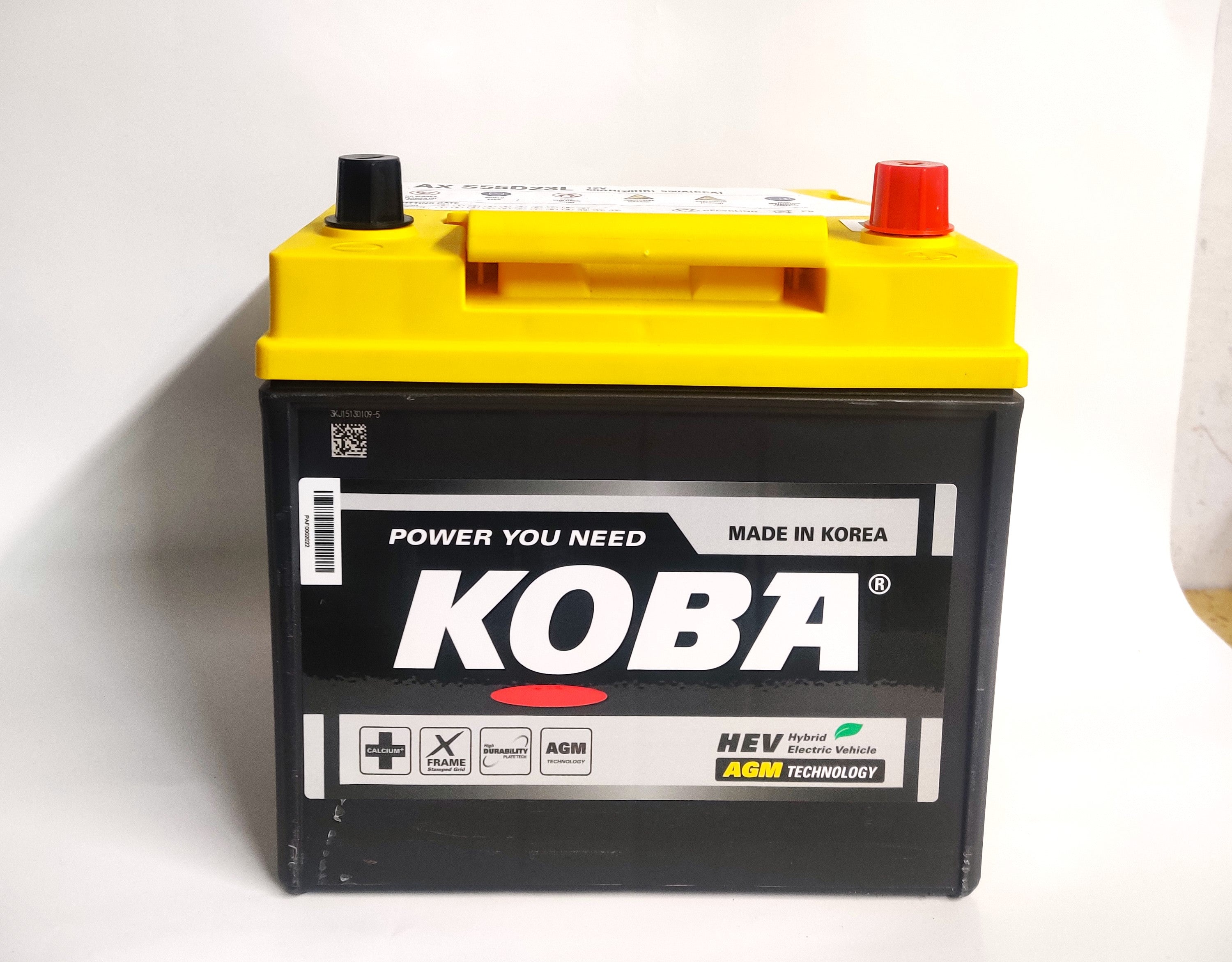 KOBA 55D23LAGM Hybrid Car Battery - 12V 55Ah AGM Replacement Battery for Toyota Prius, Lexus CT200h & Other Hybrid Vehicles - Perfect for Commuting & Eco-Friendly Driving