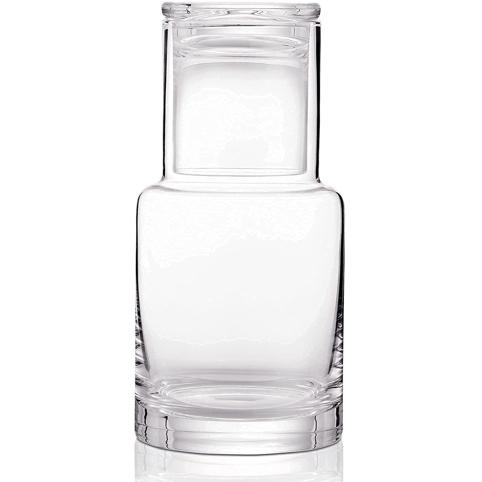 Modern Glass Water Carafe with Tumbler Lid - Bedside Nightstand Pitcher for Bedroom & Bathroom | Mouthwash Dispenser & Drinking Glass Set for Convenient Nighttime Hydration