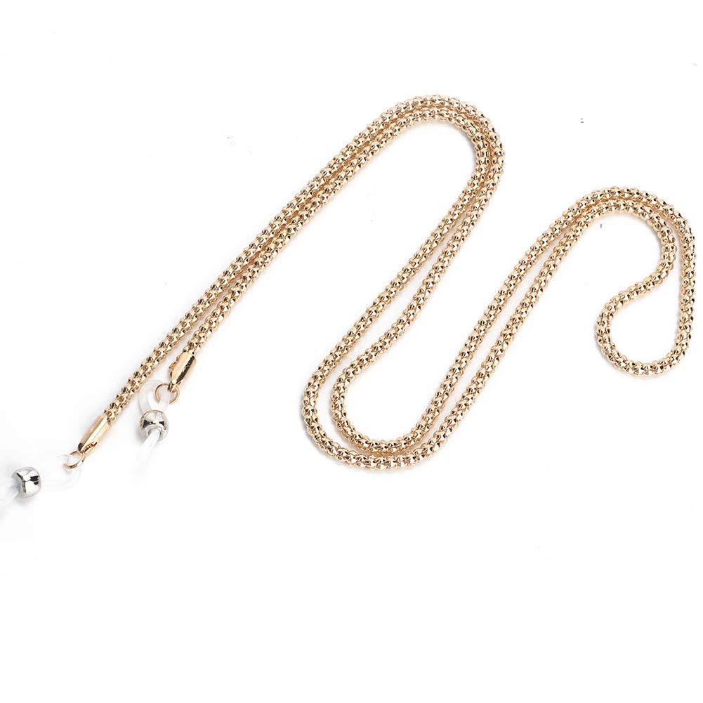 Anti-Slip Eyeglass Chain - Gold Alloy Sunglasses Strap for Reading Glasses & Eyewear - Secure Fit for Sports, Driving & Outdoor Activities