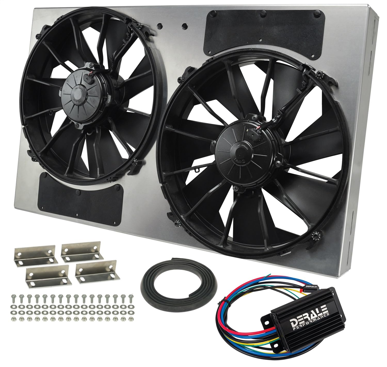 Derale 66836 High-Performance Electric Radiator Fan Shroud Kit - Universal Fit for Cars & Trucks - Improves Engine Cooling for Hot Weather & Towing