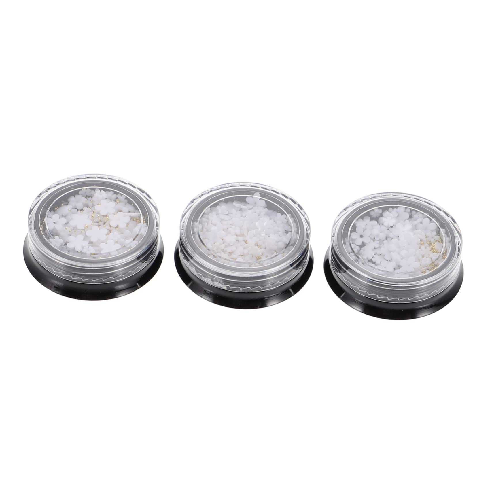 ADOCARN 3 Boxes Nail Art Accessories - Pearl Decor, Black Wedding Nail Stickers, White Flower Nail Decals, Glitter Resin Flowers & Rhinestones for DIY Manicure | Perfect for Bridal Nails, Wedding Decorations, Salon Nail Art & Home Nail Parties