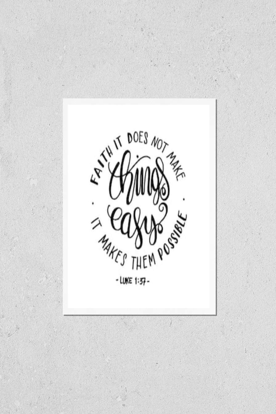 Faith Bible Verse Poster - Hand Lettered Christian Quote for Home & Office Decor