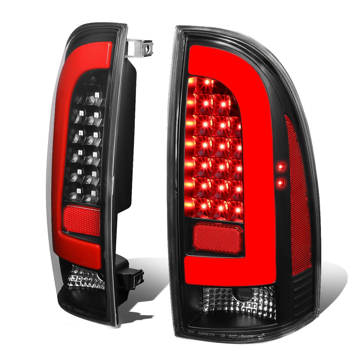 Auto Dynasty Pair of Black Housing Smoke Lens Full LED Tail Lights for Toyota Tacoma 2005-2015 - Enhanced Visibility & Style for Night Driving & Off-Road Adventures