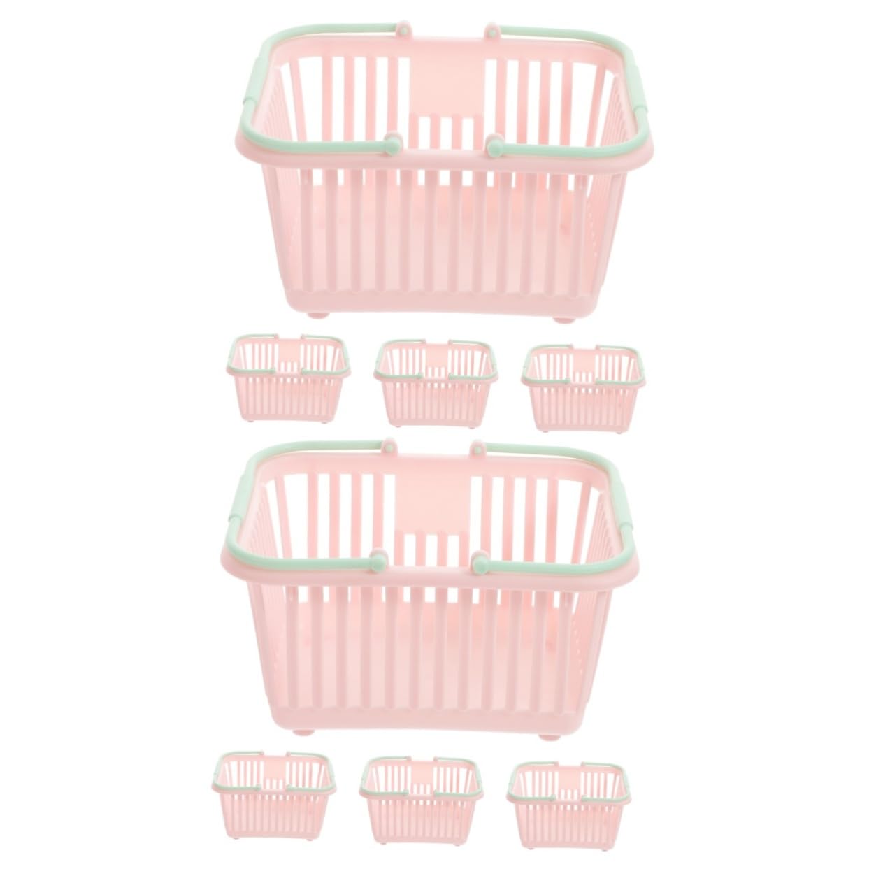 Toyvian 8-Piece Mini Plastic Storage Baskets for Kids - White Toy Organizer, Grocery & Shopping Basket Set - Perfect for Playroom, Bathroom, and Desktop Organization
