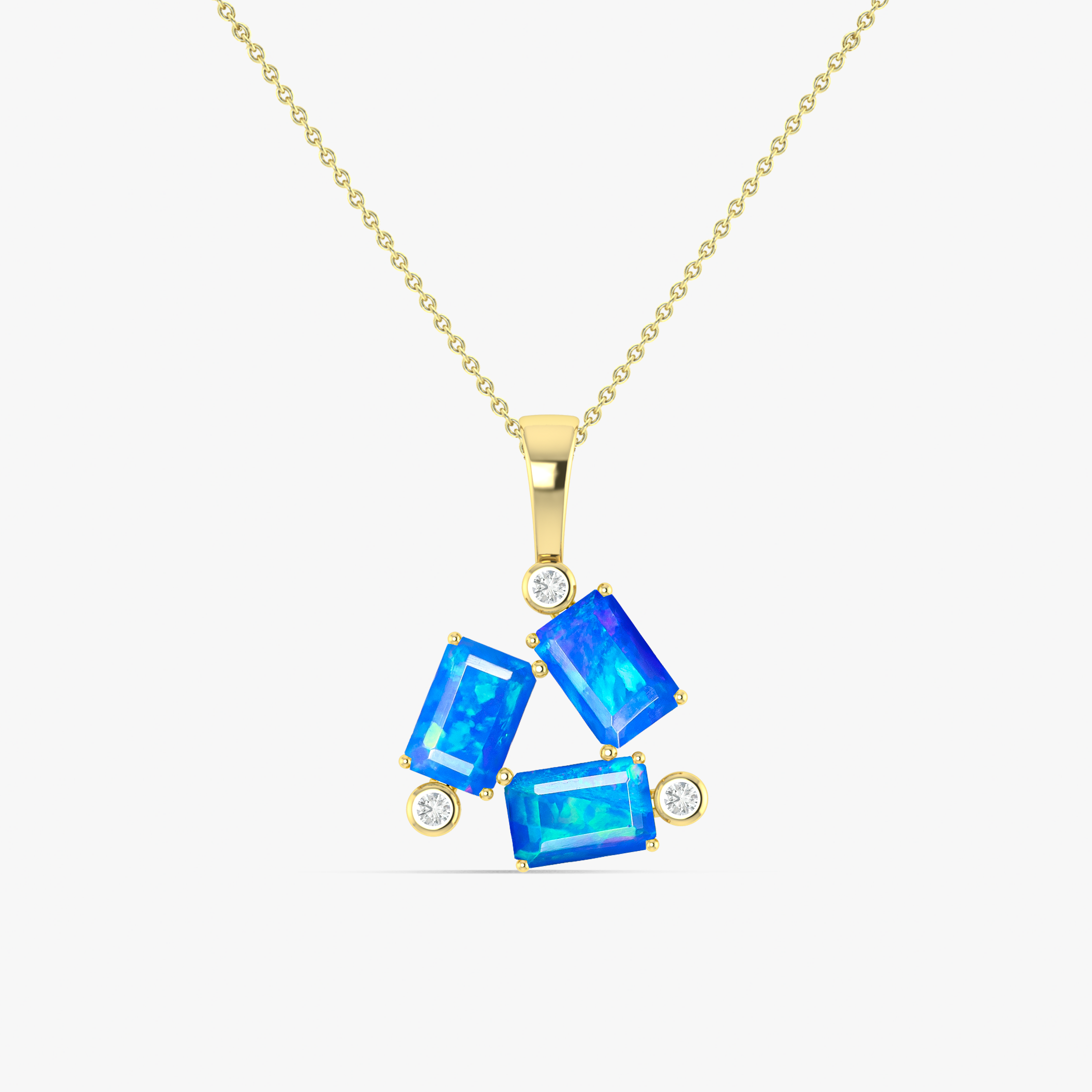 Blue Opal Baguette Gemstone Charm Pendant Necklace - Elegant Jewelry Gift for Women, Perfect for Parties & Special Occasions