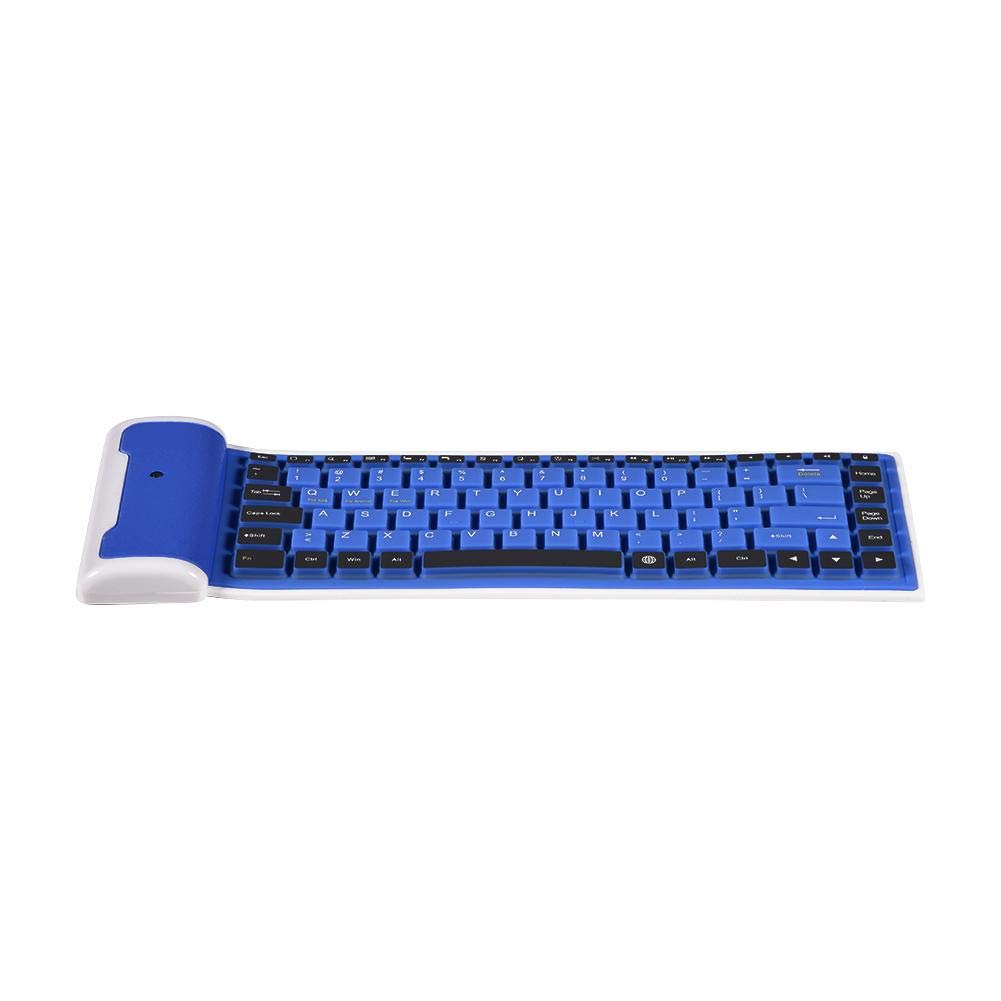 Foldable Ultra-Thin Wireless Bluetooth Keyboard - Waterproof Portable USB Keyboard for Laptop, PC, Smartphone & Tablet - Perfect for Home Office, Gaming & Travel (Blue)