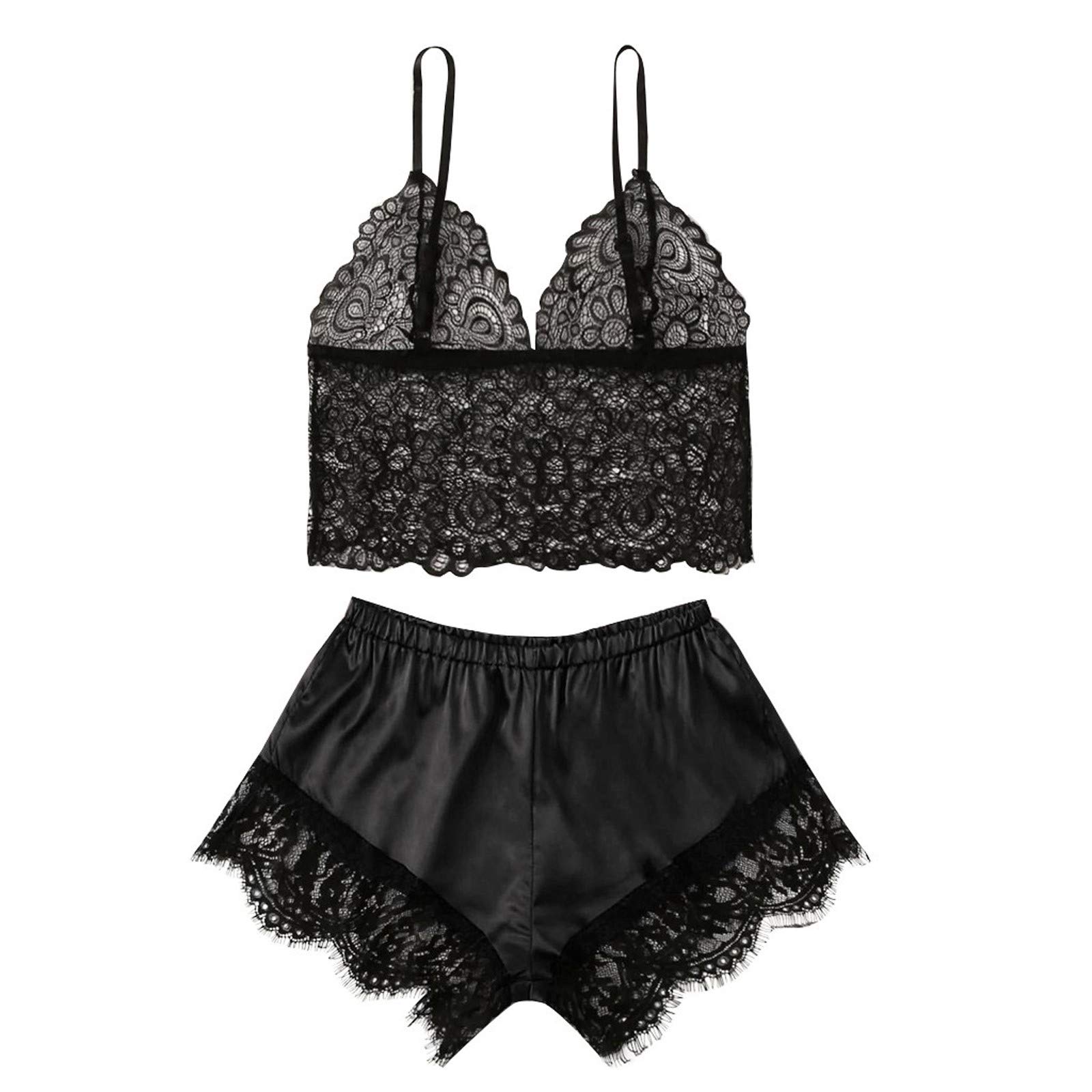 Silk Satin Lingerie Set for Women - Sexy Lace Pajamas & Sleepwear for Romantic Nights, Bridal Shower, Honeymoon and Special Occasions
