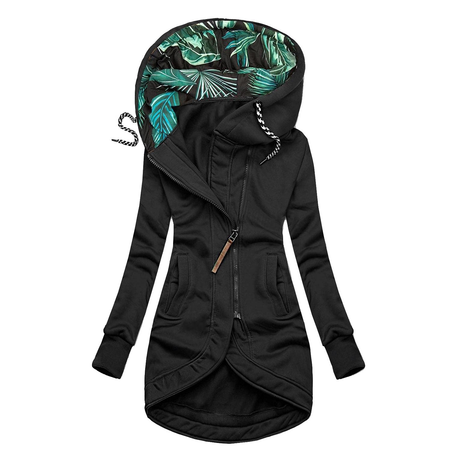 Women's Winter Hooded Sweatshirt with Zipper Pocket - Long Sleeve Zip Up Turtleneck Pullover Coat for Casual Wear | Perfect for Outdoor Activities, Work & Travel