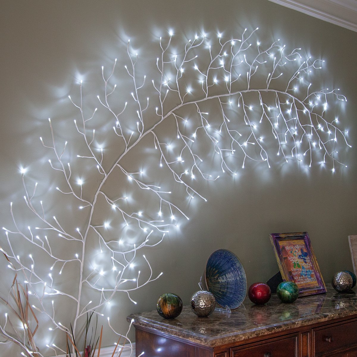 10ft LED Lighted Climbing Vine Decor - Indoor/Outdoor Artificial Plant Wall Decoration with Cool White Lights - Perfect for Garden, Patio, Wedding, and Home Accent Lighting