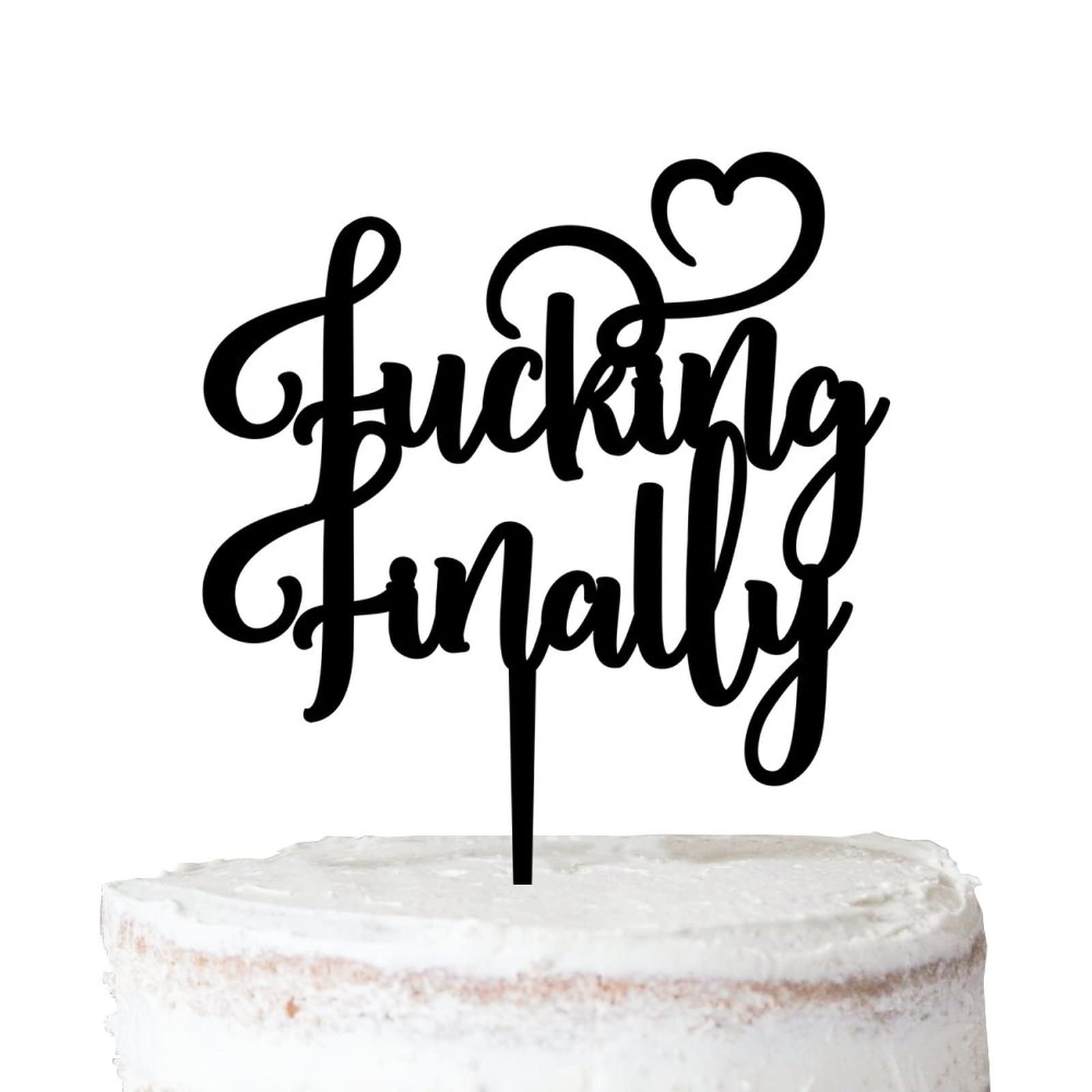 Custom Acrylic Wedding Cake Topper - 'Fucking Finally' Black Silhouette Mirror Cake Decoration for Bridal Showers, Engagements & Anniversaries | Perfect for Rustic, Modern & Alternative Wedding Themes