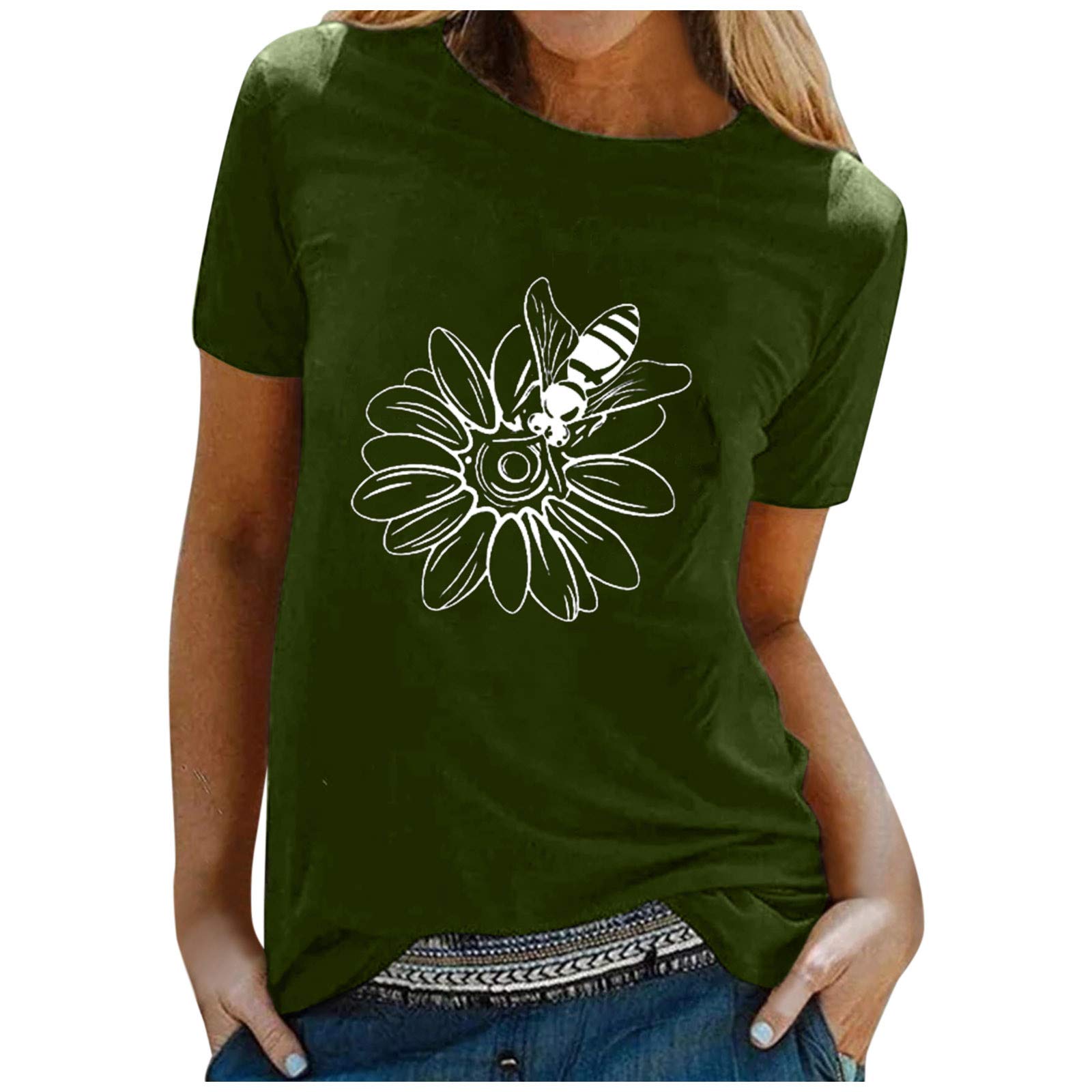 Women's Casual Letter Print Round Neck Short Sleeve T-Shirts - Comfortable Cotton Blouse for Everyday Wear, Work & Weekend Outfits