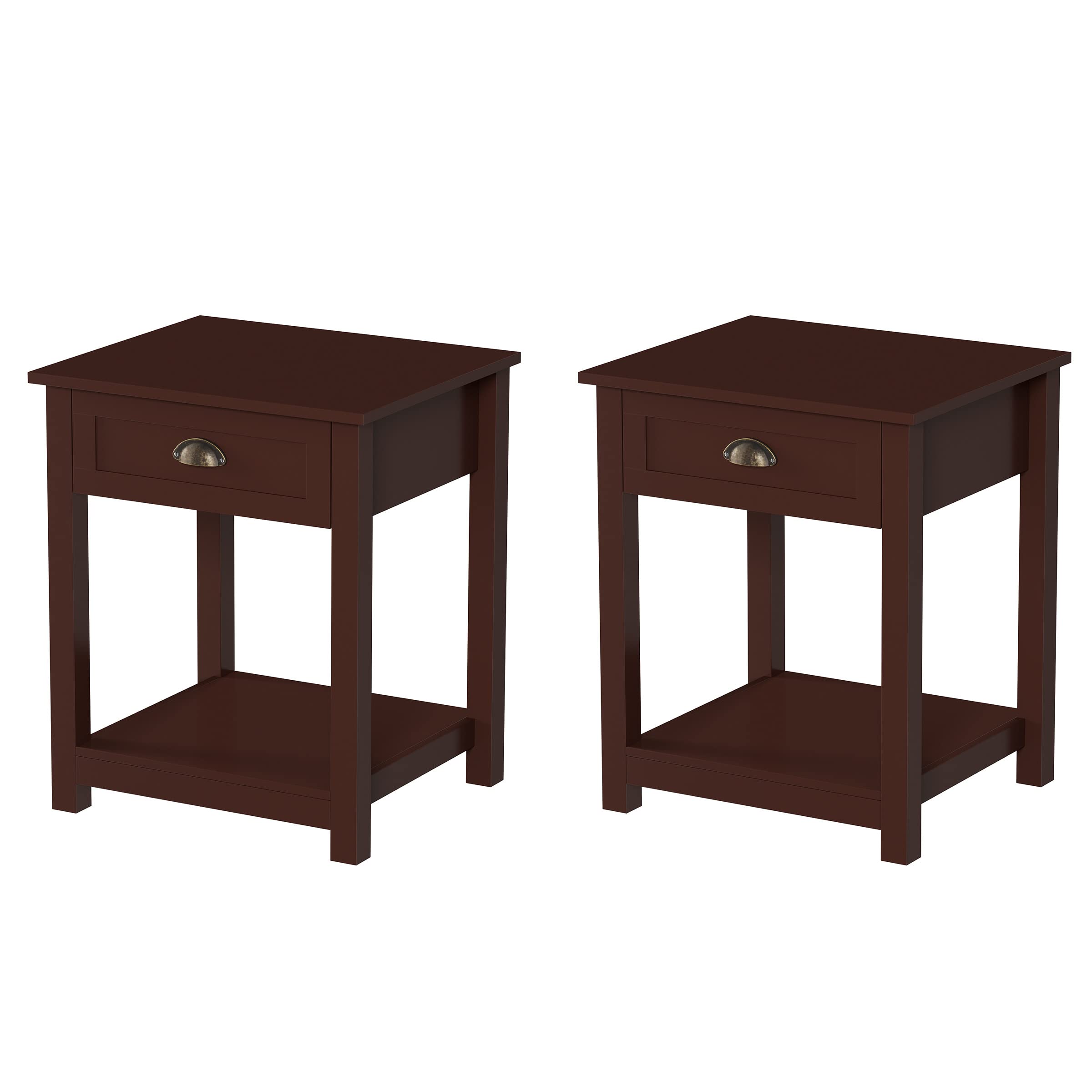 Premium Shaker Style Wooden End Table with Storage Drawer - Classic 22