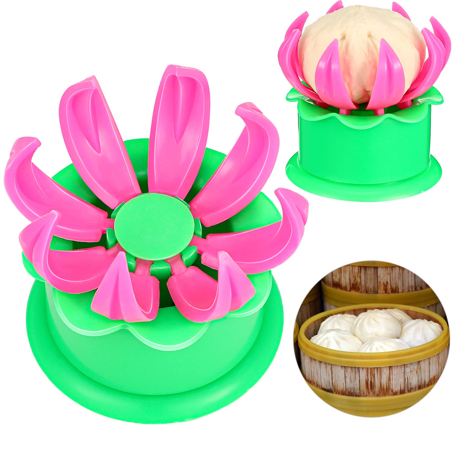 Premium Plastic Baozi Maker - Steamed Bun & Dumpling Mold for Homemade Chinese Buns (2-Piece Set) | Perfect for Asian Cooking, Dim Sum Parties & Family Meal Prep