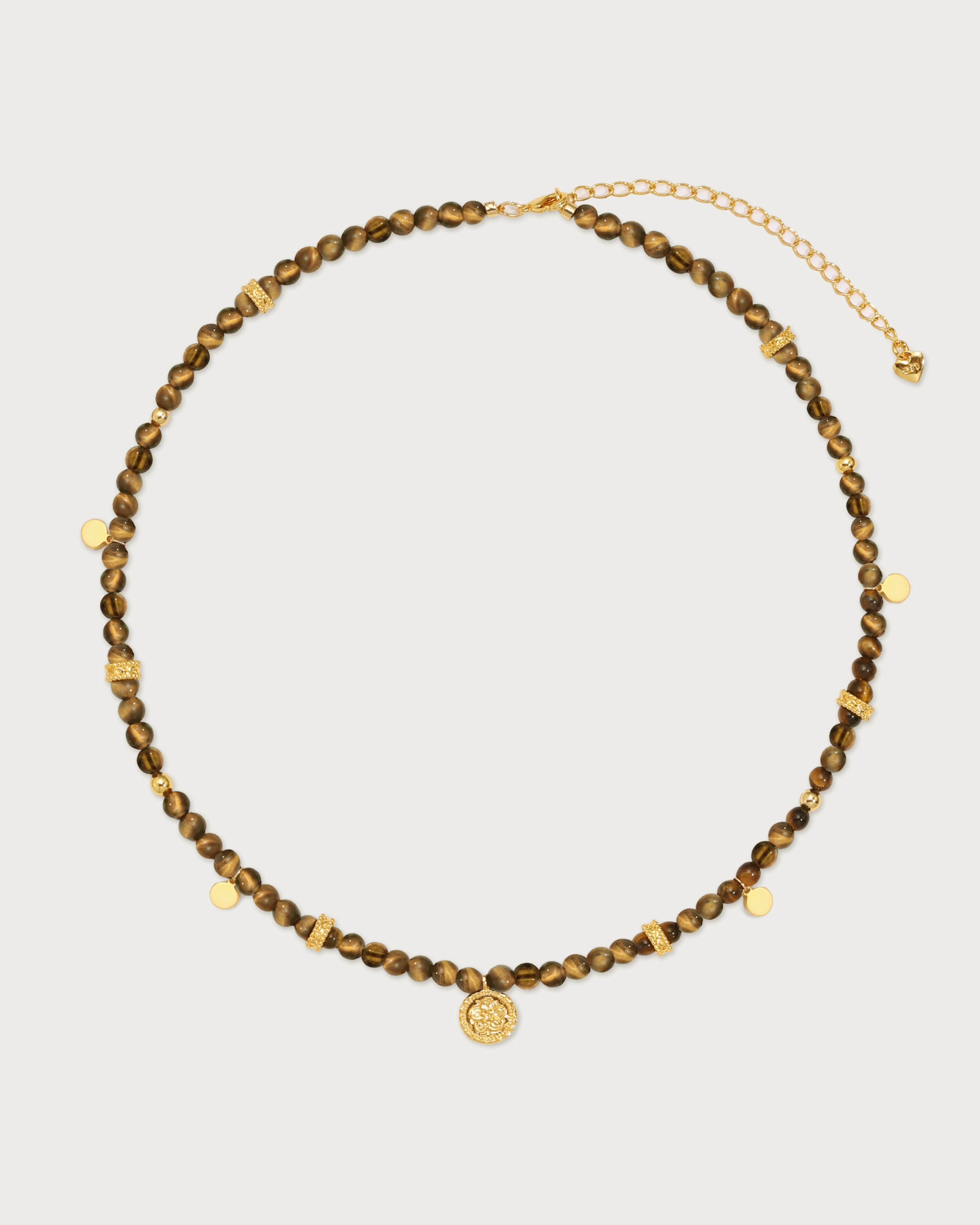 Tiger's Eye Petite Coin Necklace - Elegant Healing Crystal Jewelry for Women - Perfect for Everyday Wear & Spiritual Protection
