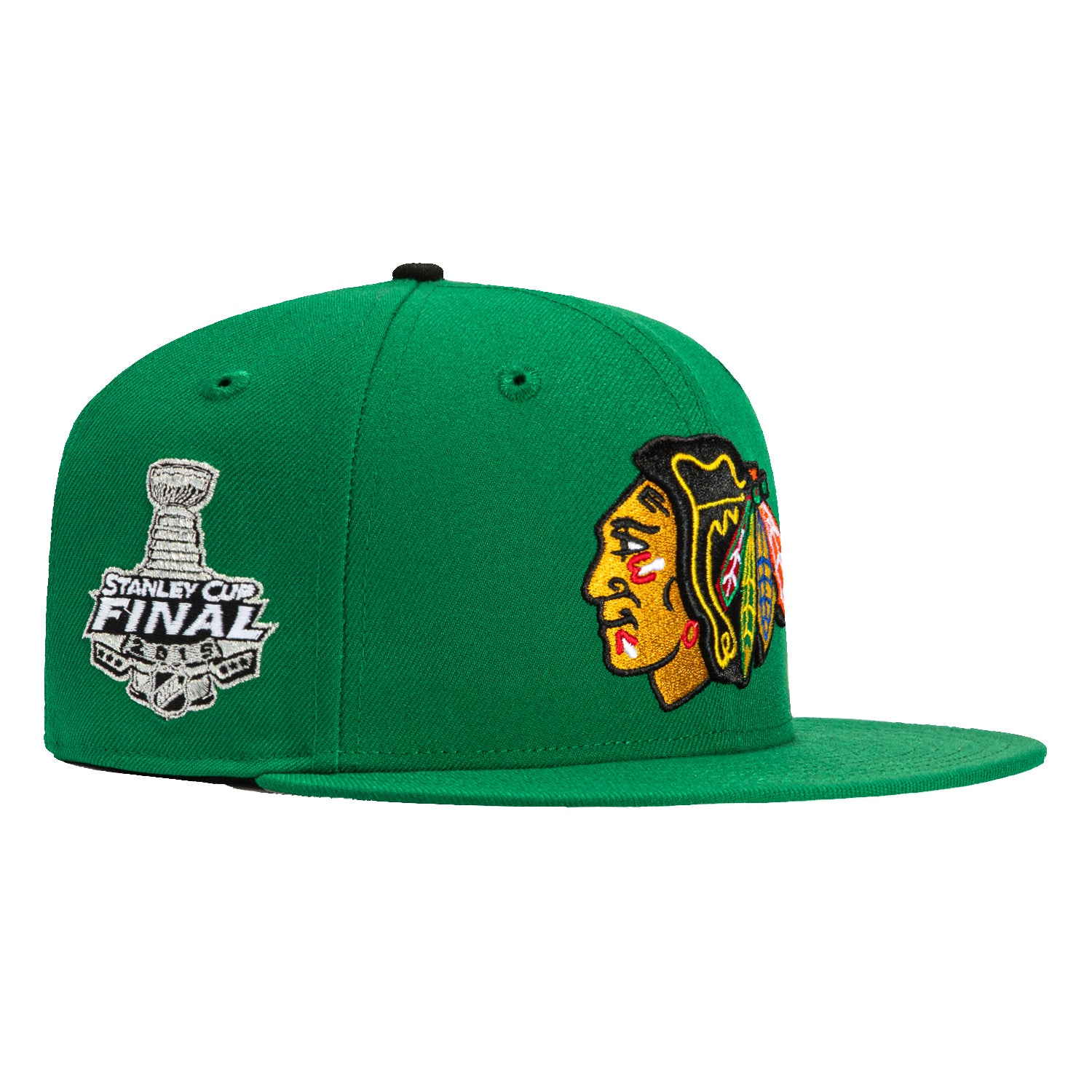 New Era 59Fifty Chicago Blackhawks 2015 Stanley Cup Patch Snapback Hat - Kelly Green - Official NHL Licensed Cap for Hockey Fans & Sports Enthusiasts - Perfect for Game Day, Collecting & Streetwear Fashion