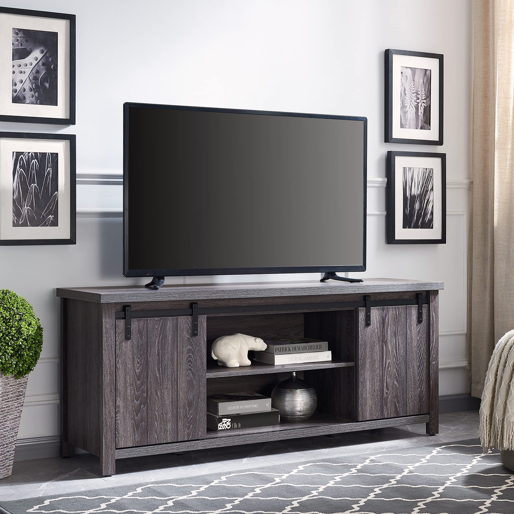 Deacon 65 Inch TV Stand - Modern Rectangular Entertainment Center with Burnished Oak Finish - Perfect for Living Room, Bedroom & Home Theater Setup