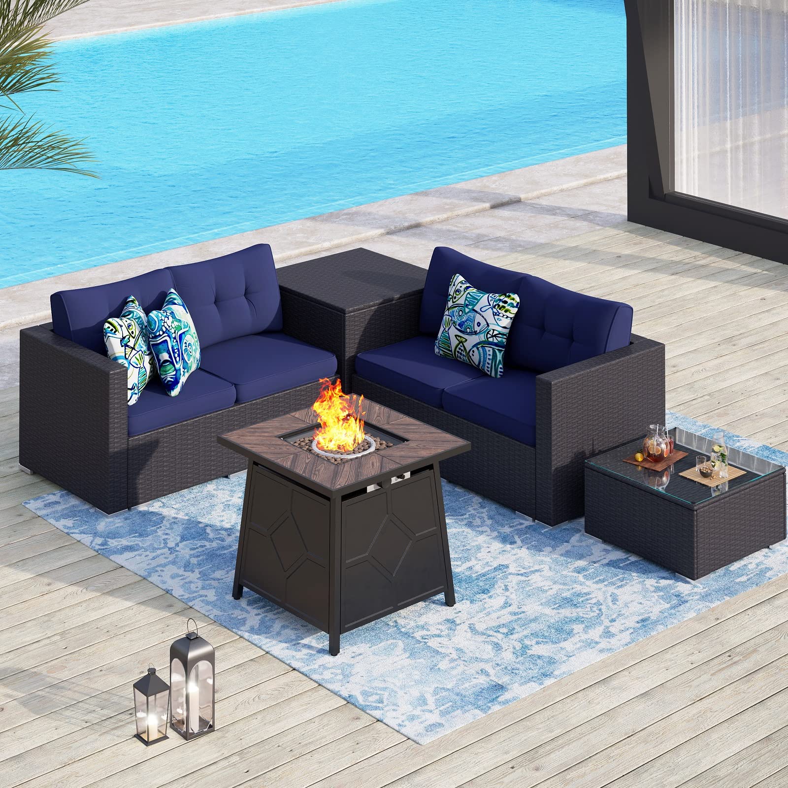Sophia & William 7-Piece Outdoor Patio Furniture Set with Fire Pit Table & Storage Box - CSA Approved 28