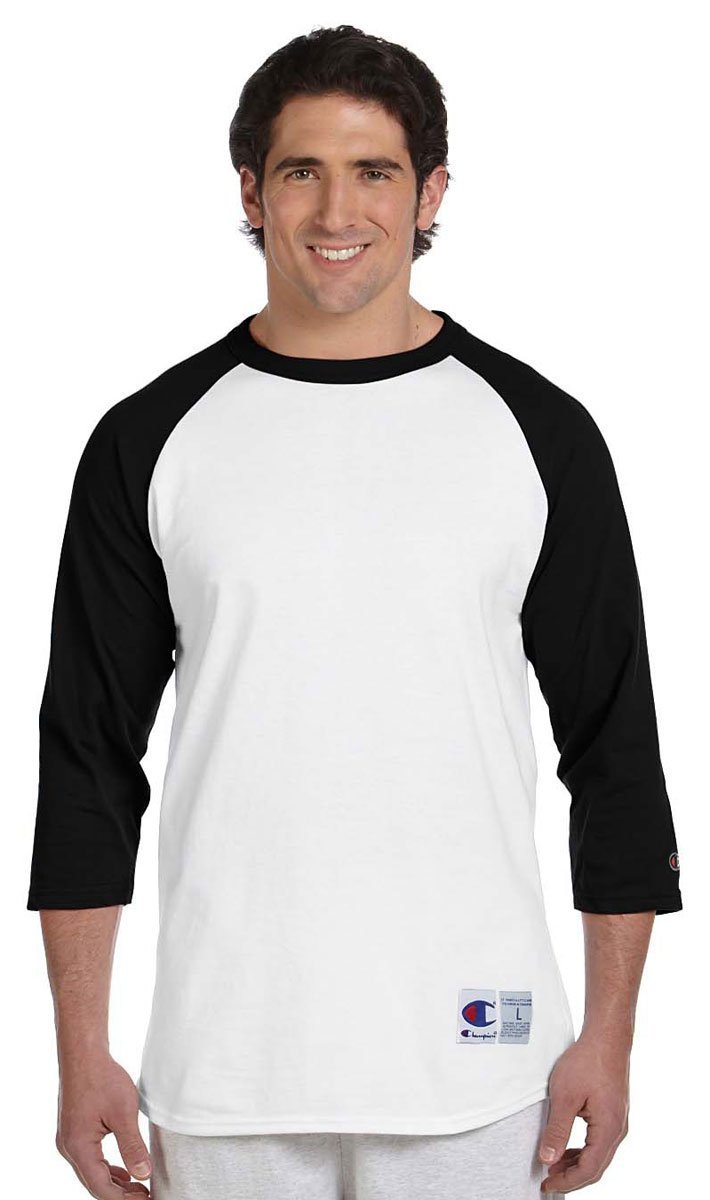 Champion Men's Raglan Baseball Tee - Comfortable Short Sleeve Cotton Blend Shirt for Casual Wear, Gym & Street Style | Perfect for Sports, Workouts & Everyday Outfits