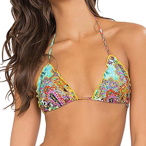 Luli Fama Women's Tornasol Crystallized Wavey Triangle Bikini Top - Sexy Swimwear for Beach, Pool & Vacation