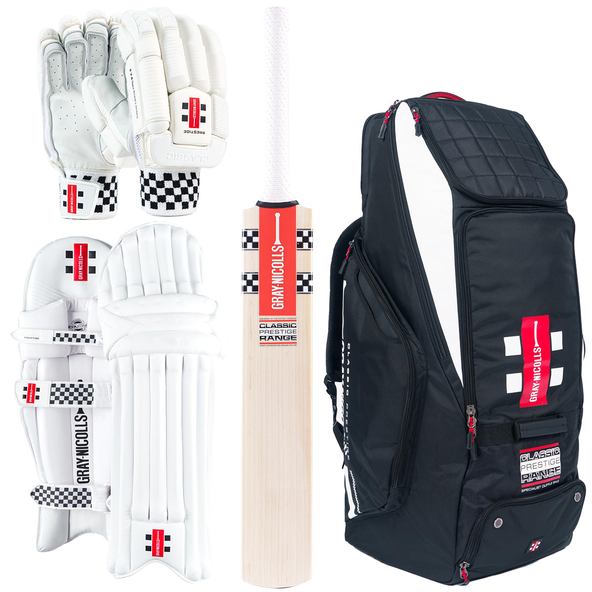 Gray Nicolls Classic Prestige Cricket Bat Set with Gloves, Pads & Carry Bag | Premium Cricket Equipment for Practice & Matches | Complete Cricket Kit for Adults & Youth Players