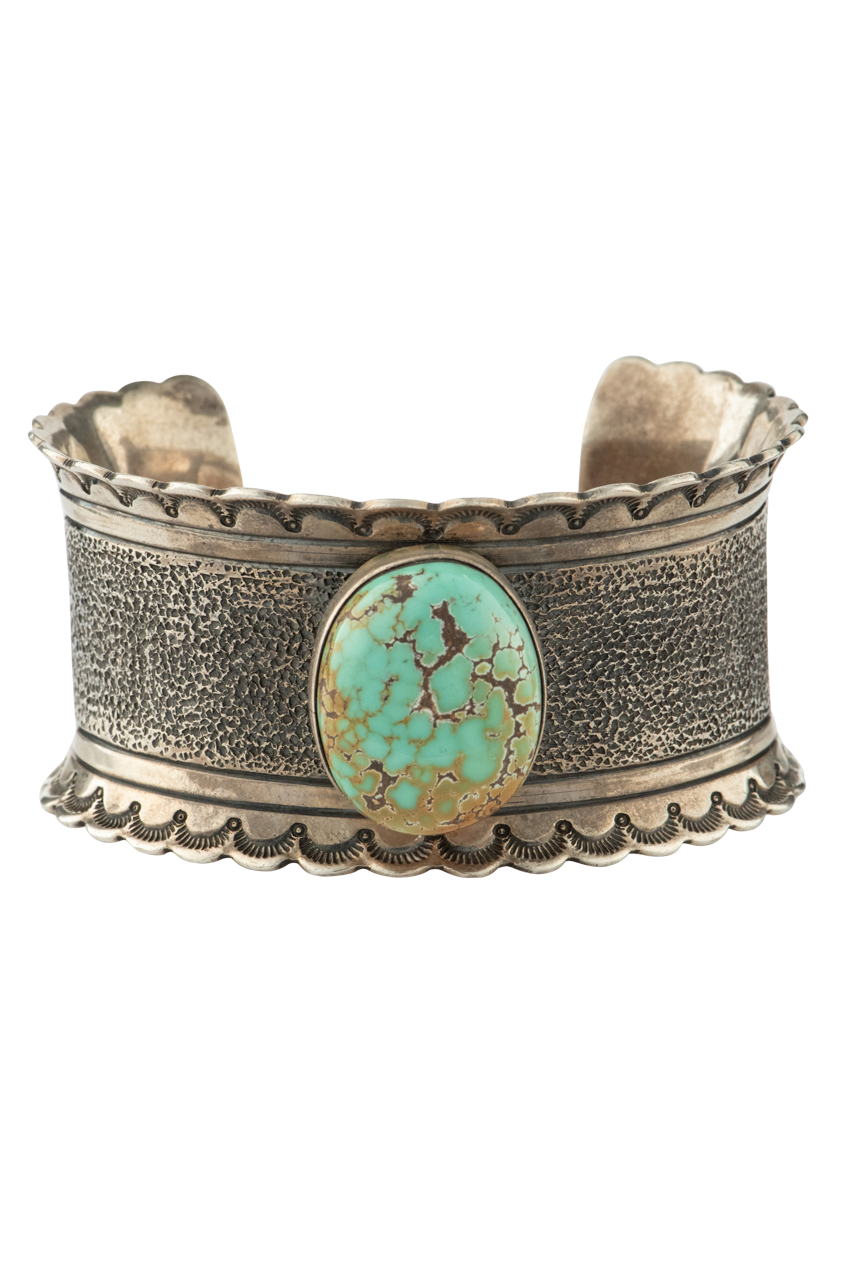 Royston Turquoise Stone Cuff Bracelet for Women - Handmade Sterling Silver Boho Jewelry - Perfect for Casual Wear, Gift Giving & Special Occasions