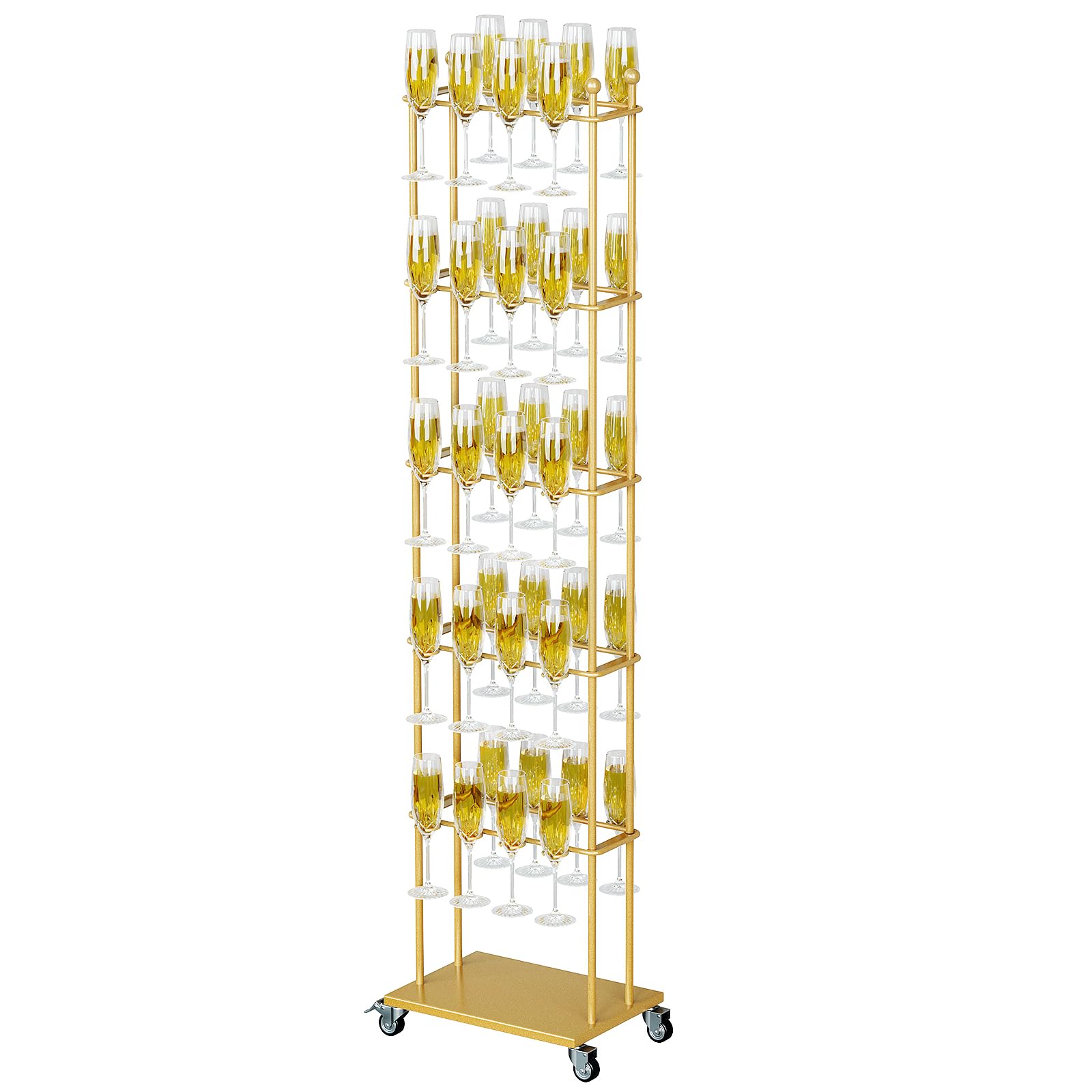 5-Tier Metal Champagne Wall Holder - Sturdy Wine Glass Stemware Rack for Parties & Events | Holds Up to 40 Champagne Flutes | Perfect for Weddings, Birthday Celebrations & Home Bar Decor