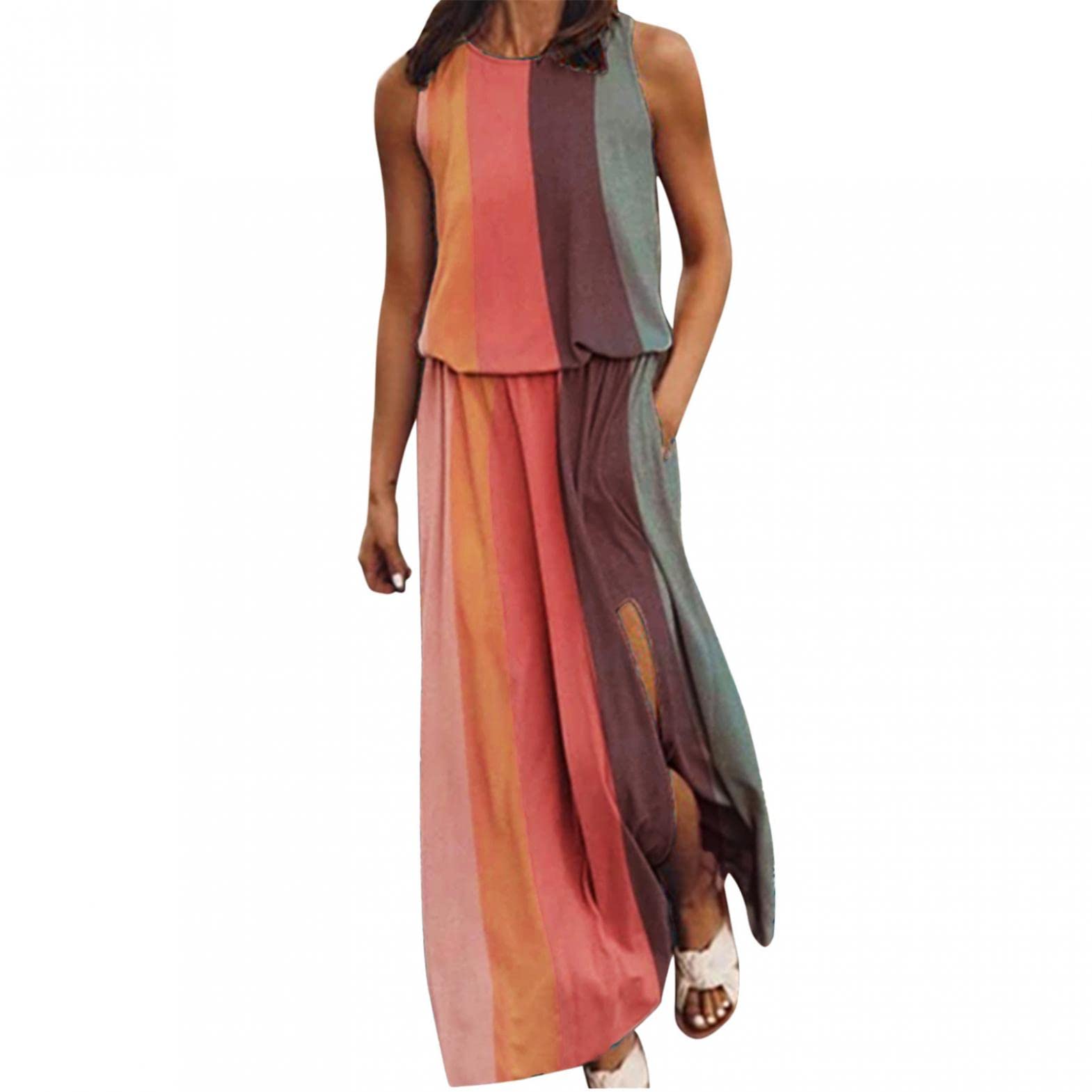 Xiloccer Women's Summer Maxi Dress 2022 - Sleeveless Beach Long Dress for Cocktail Party & Casual Sundress | Perfect for Vacation, Beach Outings, and Summer Events