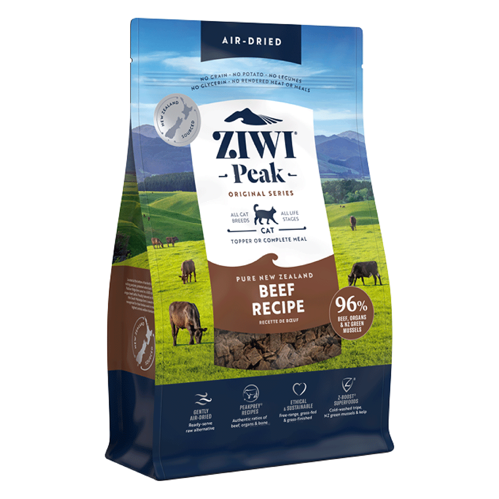 ZIWI PEAK Air-Dried Beef Cat Food - High Protein Grain-Free Natural Cat Treats for Indoor & Outdoor Cats | Perfect for Mealtime, Training Rewards & Travel Snacks