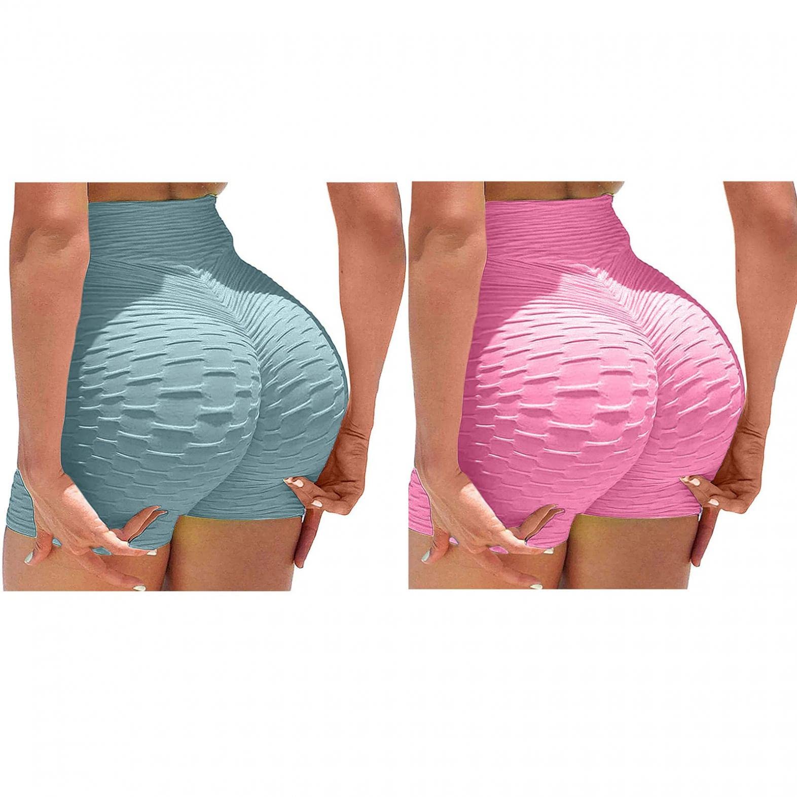 Women's High Waist Biker Shorts 2 Pack - Butt Lifting Workout Shorts for Running, Yoga & Gym - Breathable Compression Fitness Shorts for Women - Perfect for Workouts, Lounge & Active Wear