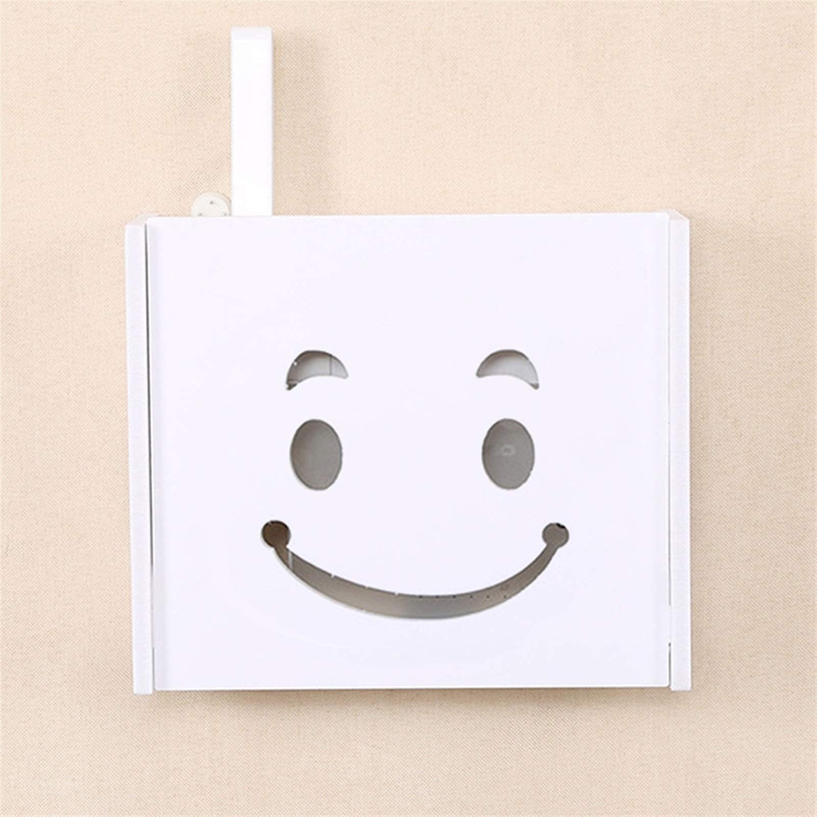XJZKA WiFi Router Storage Box - Wall Mounted Cable Organizer with Power Plug Holder, 52x25x9.5cm - Smile Color - Perfect for Home Office & Living Room Network Setup