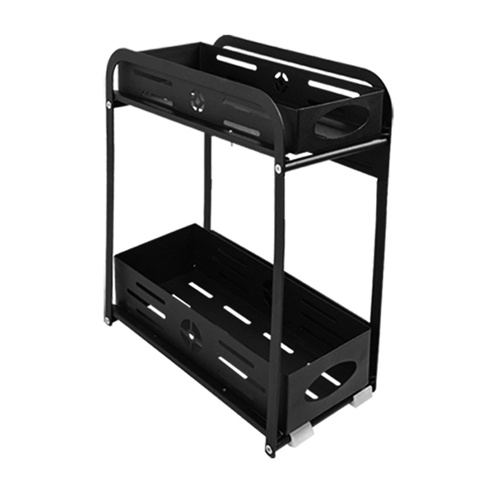 XQIAO Magnetic Fridge Organizer - Carbon Steel Spice Rack & Pull Basket for Refrigerator - Space Saving Kitchen Storage Solution for Small Apartments (Drill Free, Black, 32x16.8x35.7cm) - Perfect for Organizing Spices, Condiments & Small Kitchen Essentials