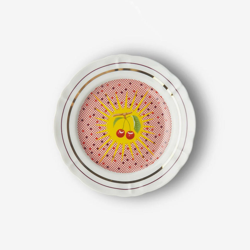 Bitossi Home Bel Paese Little Plate with Cherry Design - Perfect for Desserts, Appetizers & Home Decor