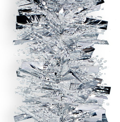 15' Fantasy Snowy Silver Tinsel Christmas Garland - Sparkling Holiday Decor for Tree, Mantel & Home Decoration
