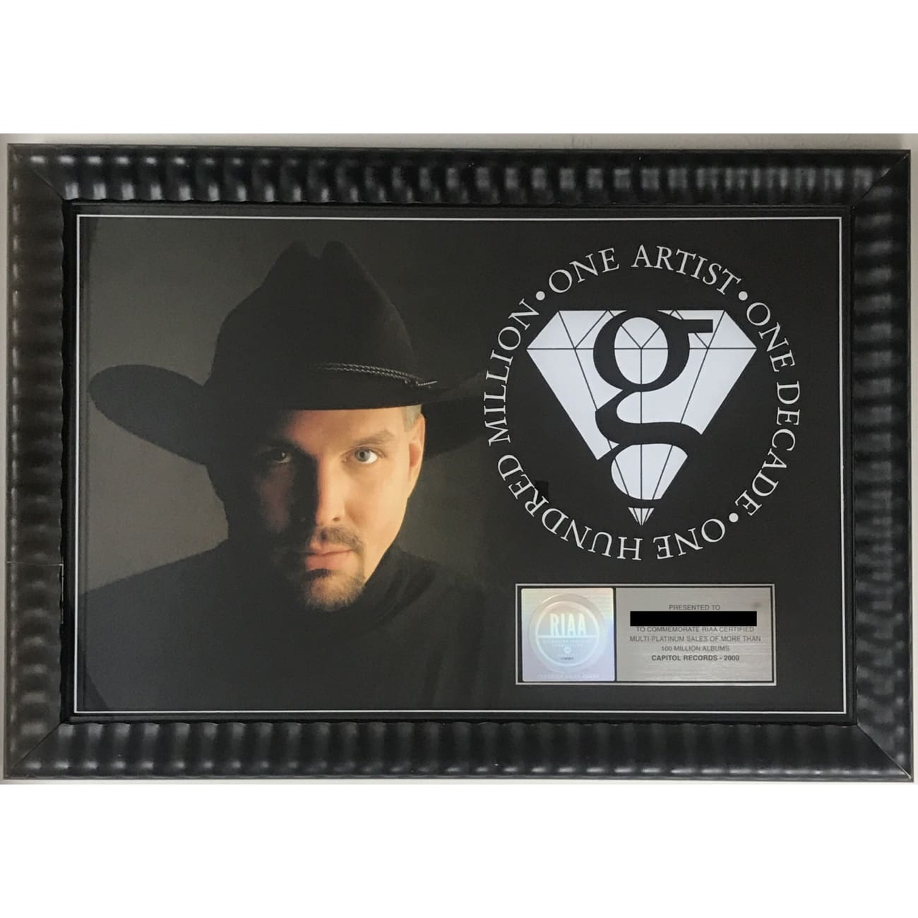 Garth Brooks Special 100M Multi Platinum RIAA Award - Rare Collectible Music Memorabilia for Country Fans & Display