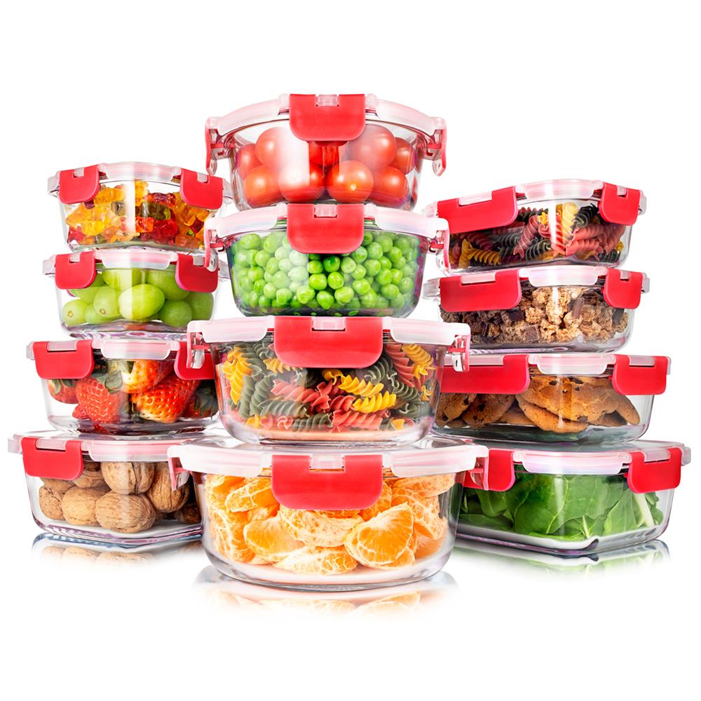 Premium High Borosilicate Glass Food Storage Containers - Airtight, Microwave & Oven Safe - Perfect for Meal Prep, Leftovers & Kitchen Organization
