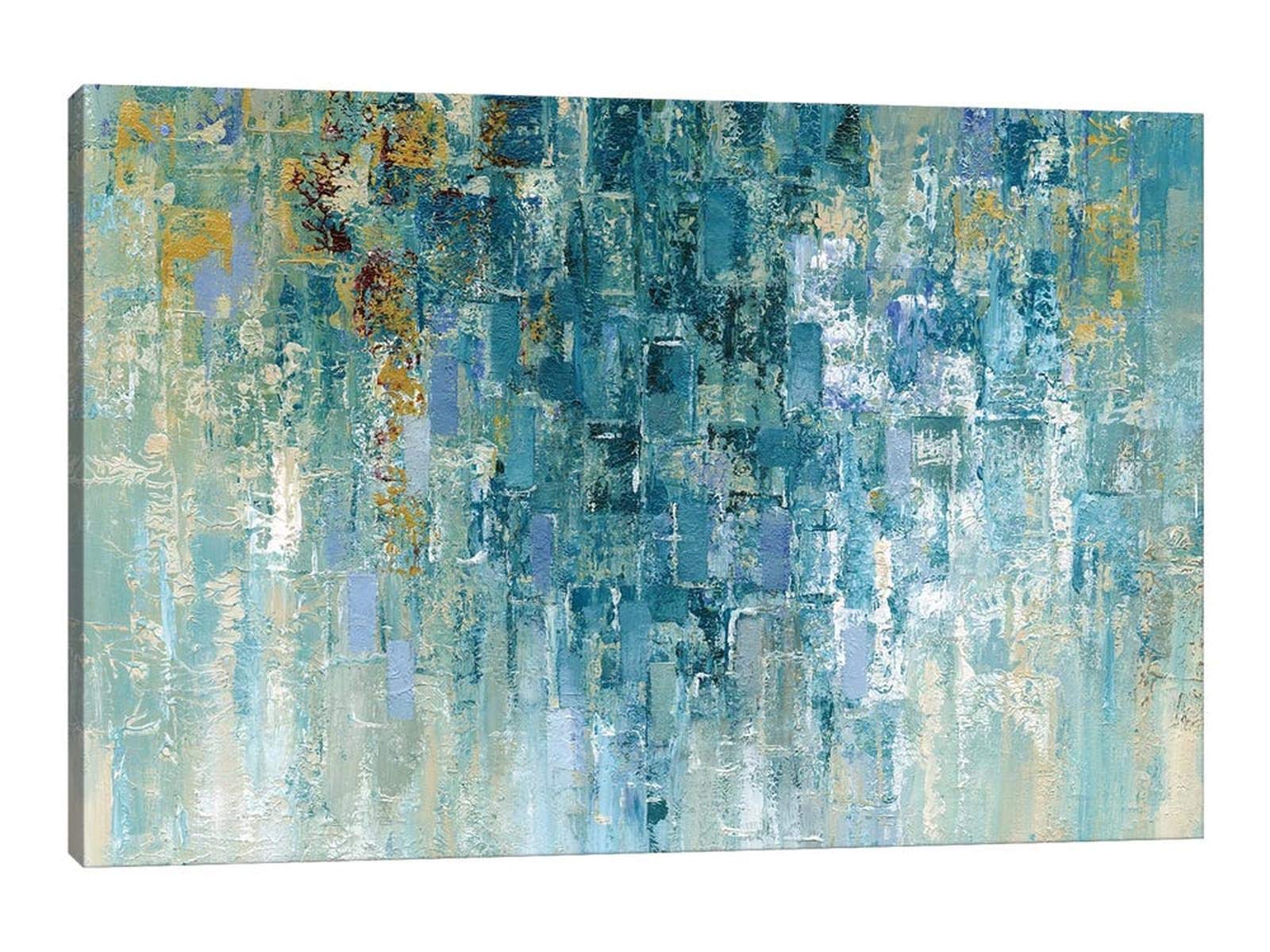 TIMUBA Abstract Canvas Wall Art - Modern Blue Turquoise Painting for Living Room & Hallway Decor - 18x24 Inch Framed Wall Art - Perfect for Contemporary Home, Office & Bedroom Wall Decoration