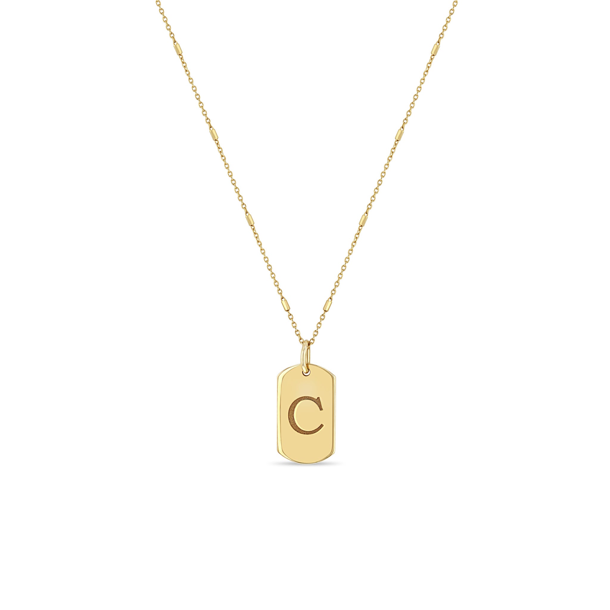 14K Gold Engraved Initial Letter X Small Dog Tag Necklace - Personalized Nameplate Pendant for Women & Men - Perfect for Gifts, Anniversaries, and Everyday Wear