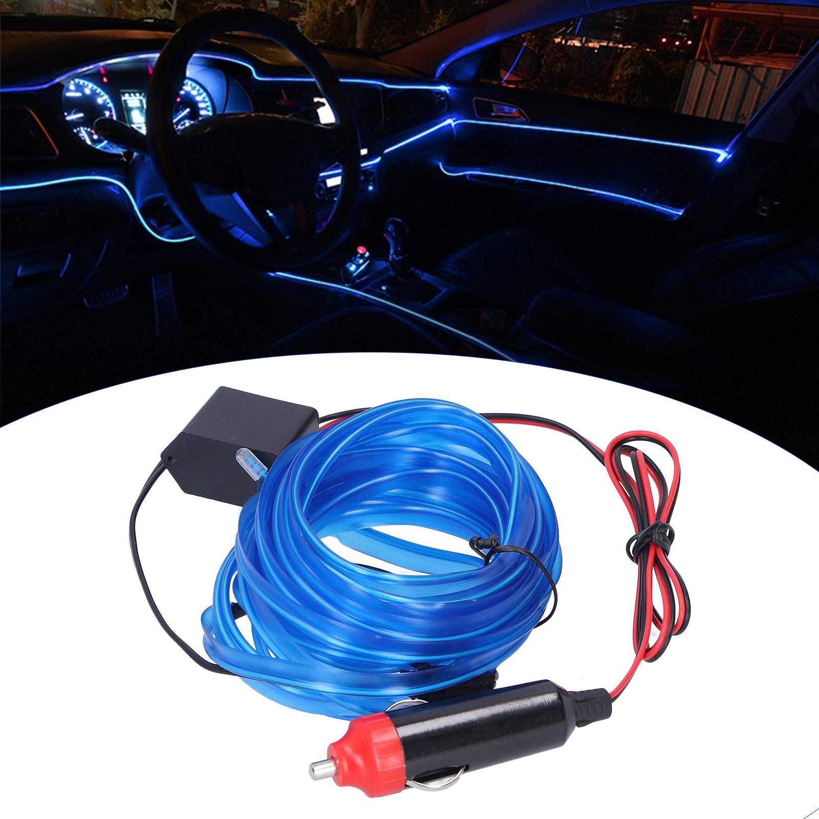5M/16.4ft Durable LED Car Ambient Light Strip - Blue Rope Tube Interior Lighting with Pisa Leaning Tower Design | Perfect for Car Interior Decoration, Night Driving & Custom Vehicle Lighting