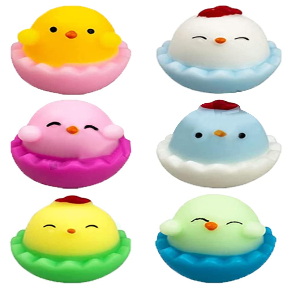 6Pcs Easter Squishy Toys for Kids - Cute Easter Eggs & Chicks Animal Stress Relief Squishies, Easter Basket Stuffers, Birthday Gifts, Random Colors - Perfect for Easter Celebrations, Party Favors, and Classroom Rewards