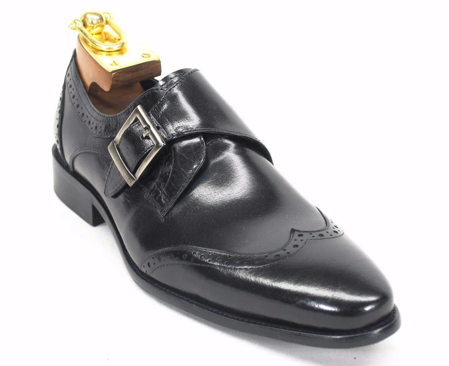 Premium Burnished Wingtip Monk Strap Dress Shoes KS099-710 | Genuine Leather Business & Formal Shoes for Men | Perfect for Office, Weddings & Special Occasions