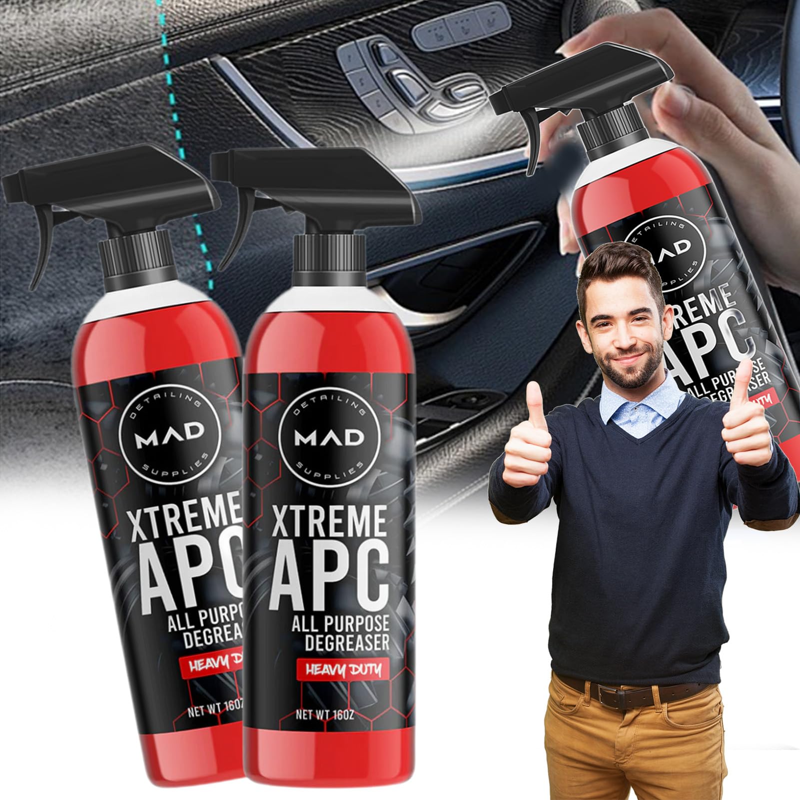 Xtreme APC Heavy Duty All Purpose Cleaner & Degreaser Spray - 2 Pack for Kitchen, Garage, Auto, and Industrial Use - Powerful Dirt & Grease Remover for Tough Cleaning Tasks