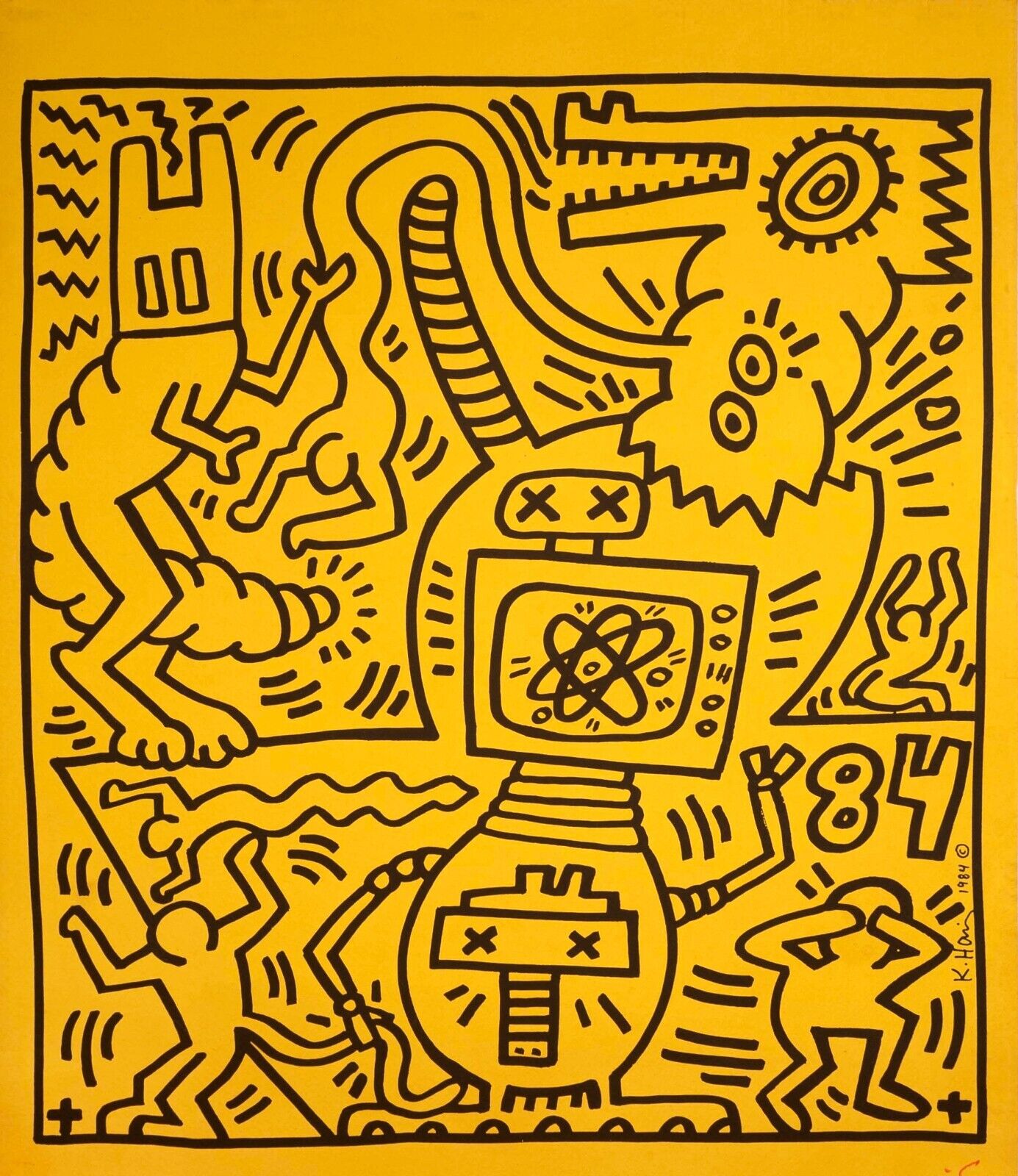 Keith Haring Signed Champions Lithograph - Limited Edition Contemporary Art Print from Cleveland Art Center - Perfect for Modern Home Decor & Art Collections