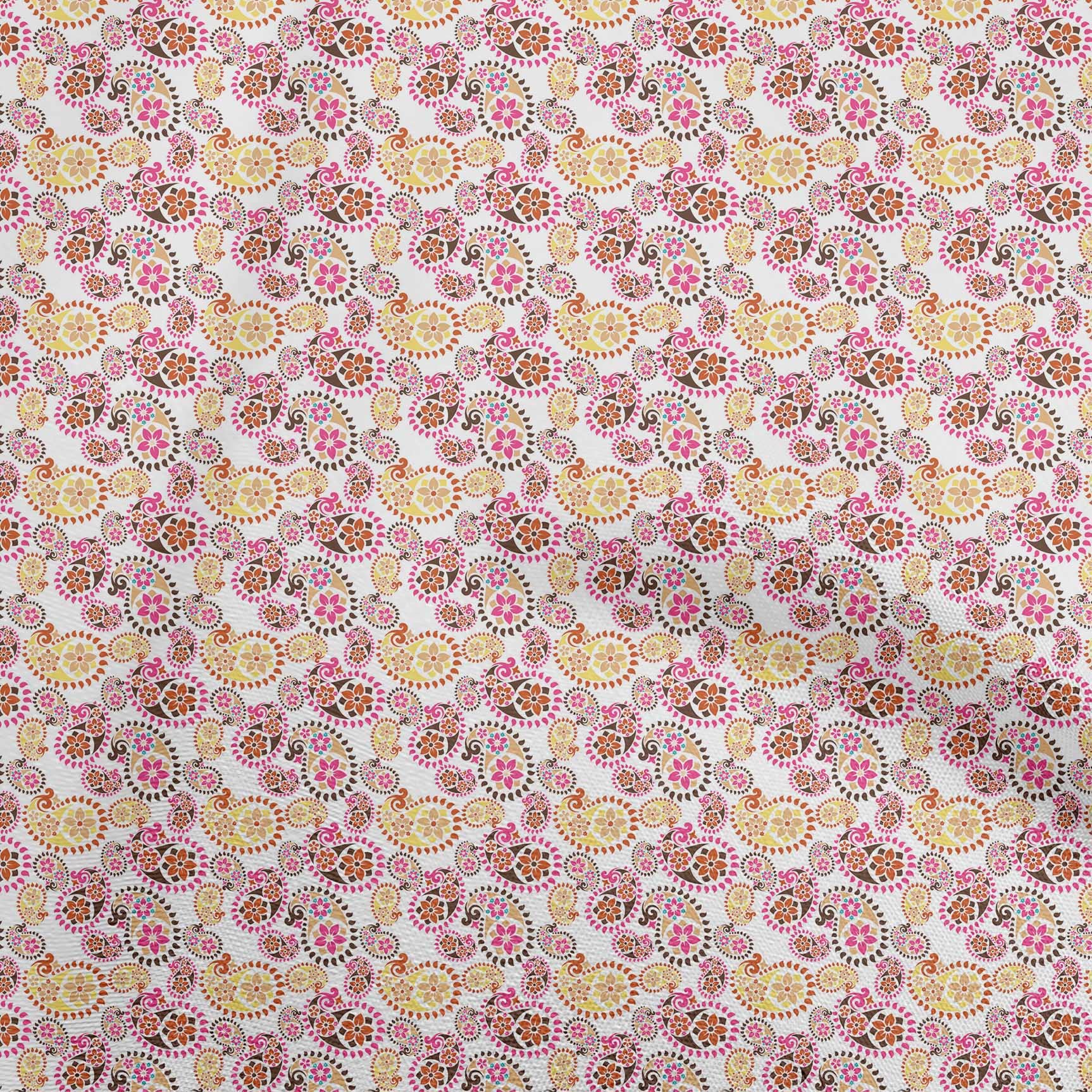 Premium 100% Cotton Silk Blend Yellow Paisley Fabric by The Yard - 42 Inch Wide for DIY Clothing, Dresses, Scarves & Home Decor Sewing Projects