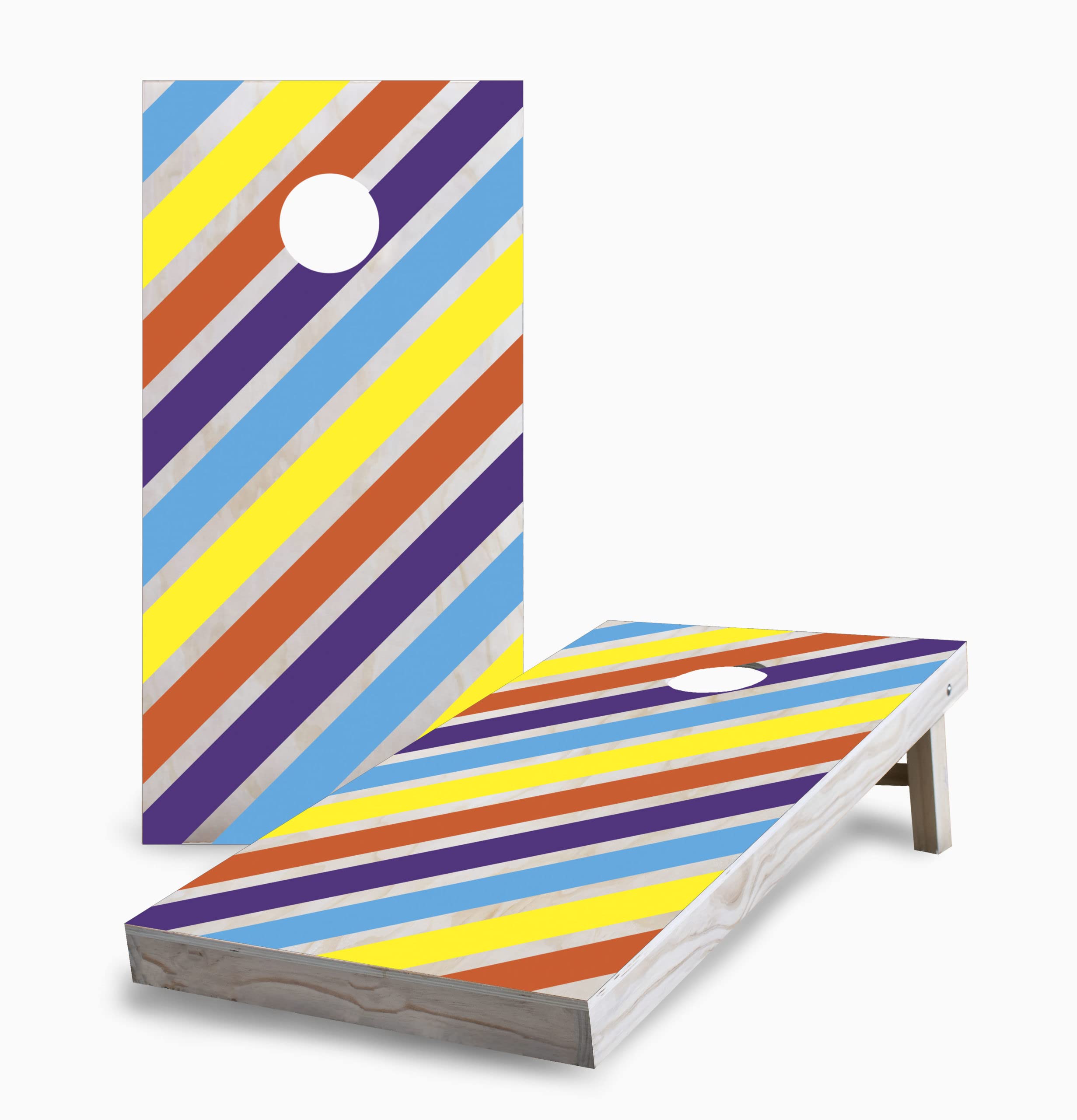 Premium Candy Striped Corn Hole Board Set with 2 Boards & 8 Bean Bags - Outdoor Lawn Game for Backyard Parties, Tailgating, and Family Gatherings
