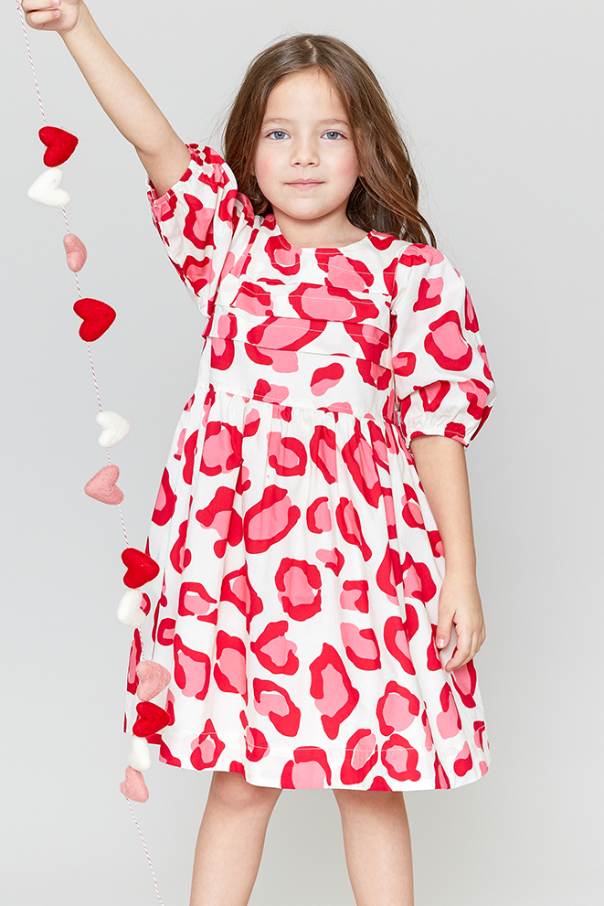 Girls Pink Chicken Print Evelyn Dress for Valentine's Day - Perfect for Parties, School Events & Photo Shoots