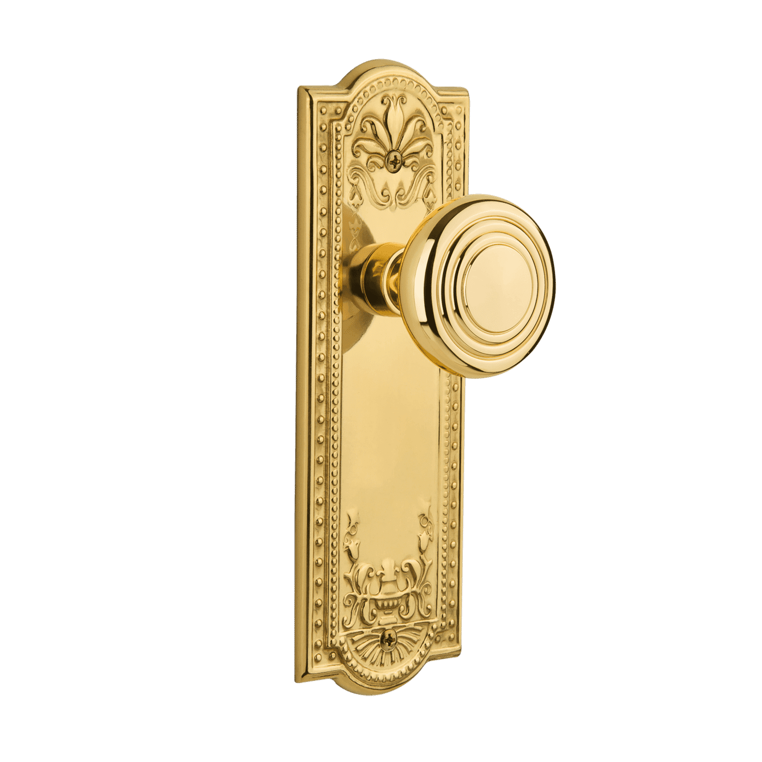 Polished Brass Meadows Long Plate with Decorative Knob - Elegant Cabinet & Drawer Pull for Kitchen, Bathroom, and Furniture Upgrade