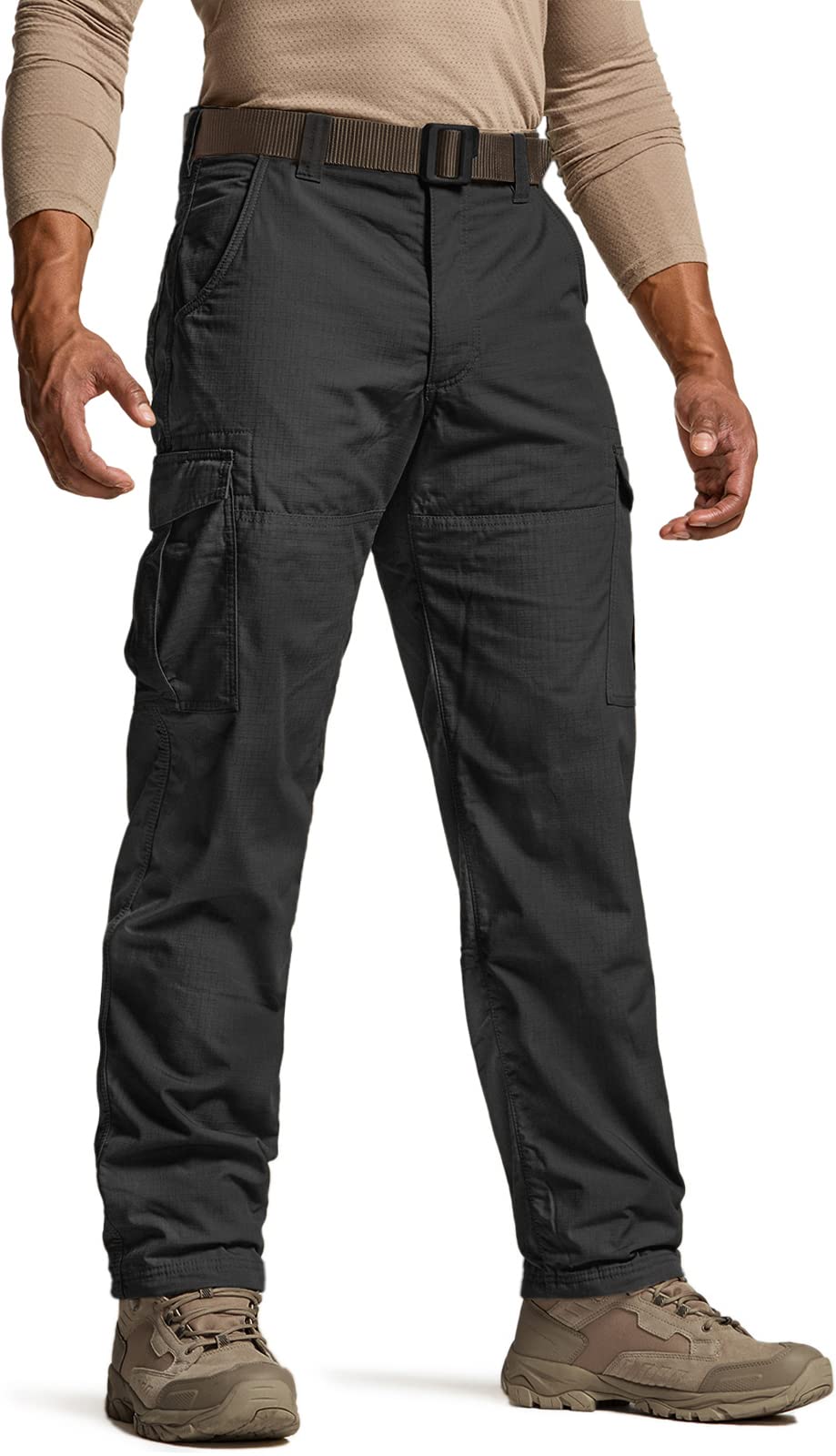 CQR Men's Winter Tactical Pants - Fleece Lined Outdoor Snow Ski Cargo Pants with Thermal Insulation for Hiking, Camping & Cold Weather Activities
