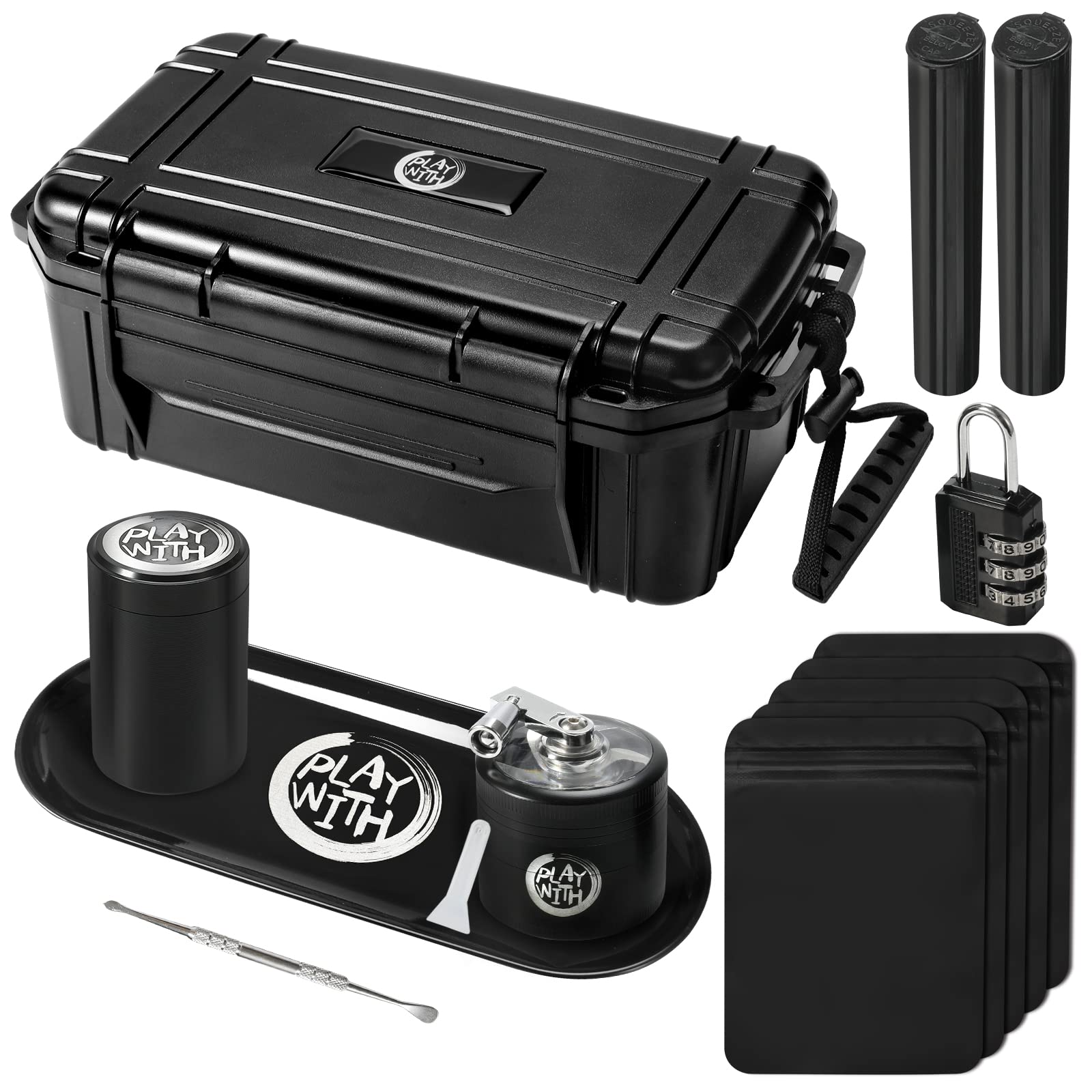 PLAYWITH Smell Proof Stash Bag Box with Combination Lock - Odor Blocking Travel Storage Case for Organizing Files, Accessories & Essentials | Perfect Gift for Friends, Travel & Home Use