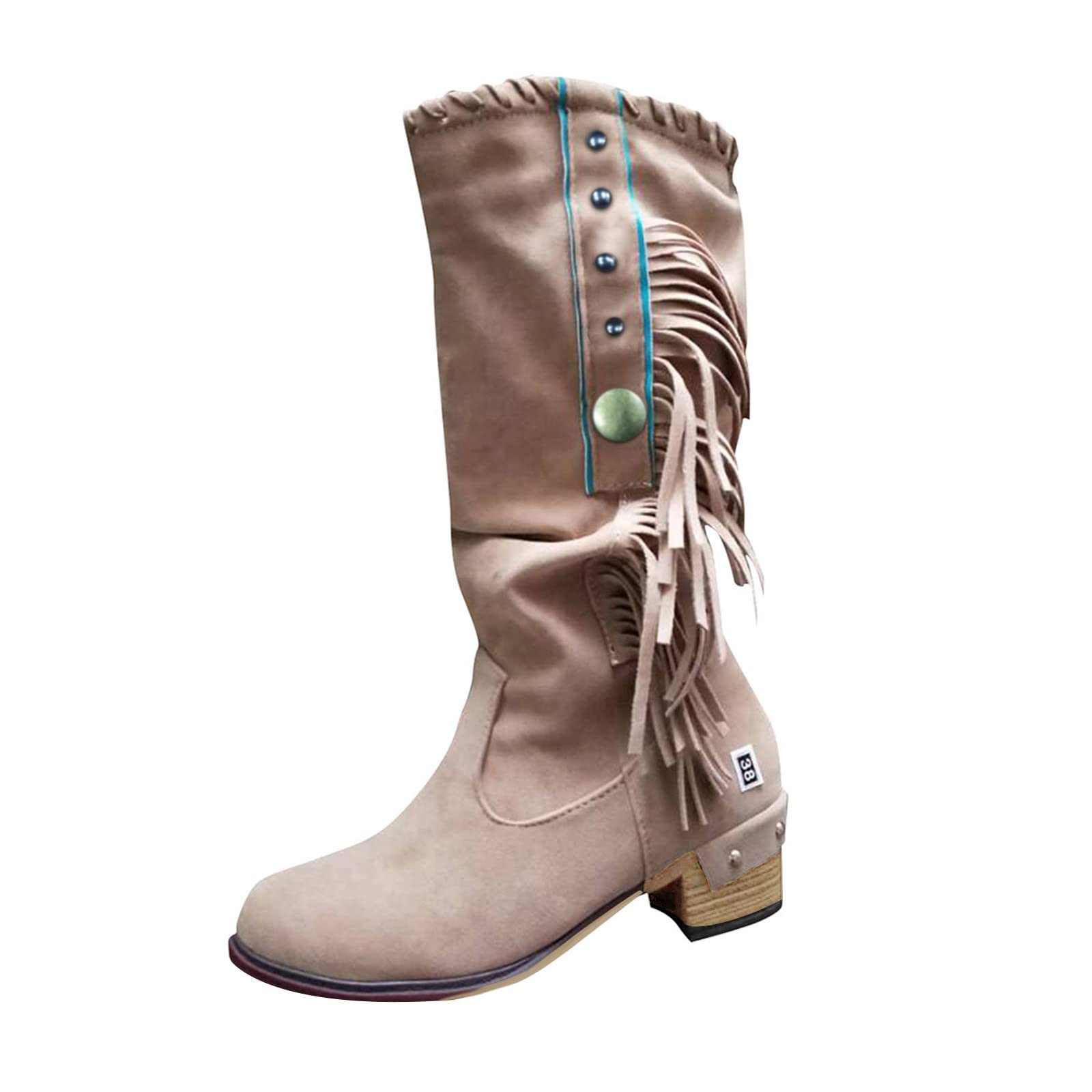 Retro Square Heel Cowboy Booties for Women - Fringed Ankle Boots with Western Style for Casual Outfits & Country Events - Perfect for Fall Fashion, Date Nights & Music Festivals